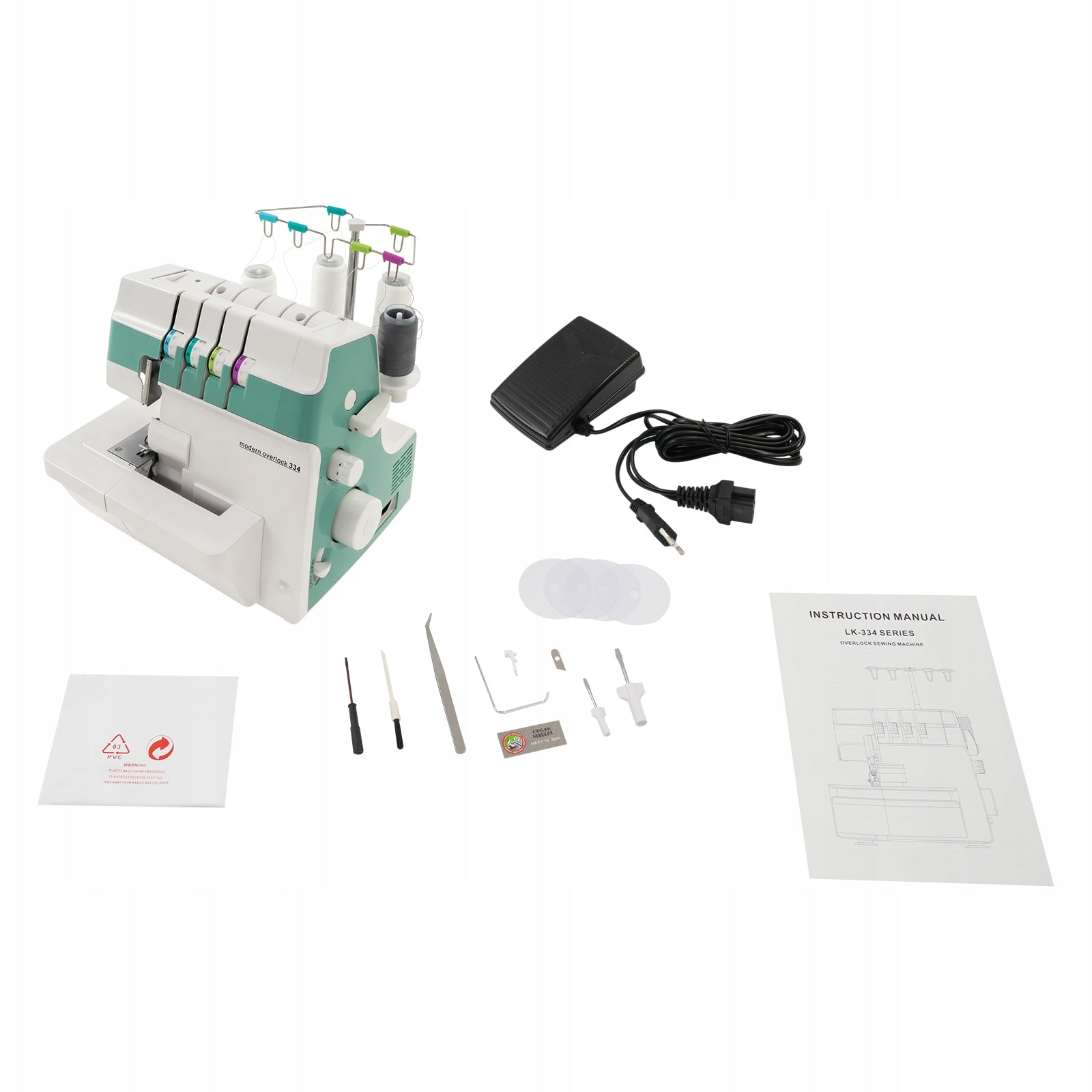 Serger Overlock Machine with 2/3/4 Thread Capability, Adjustable Feed Model rfk047fhkd