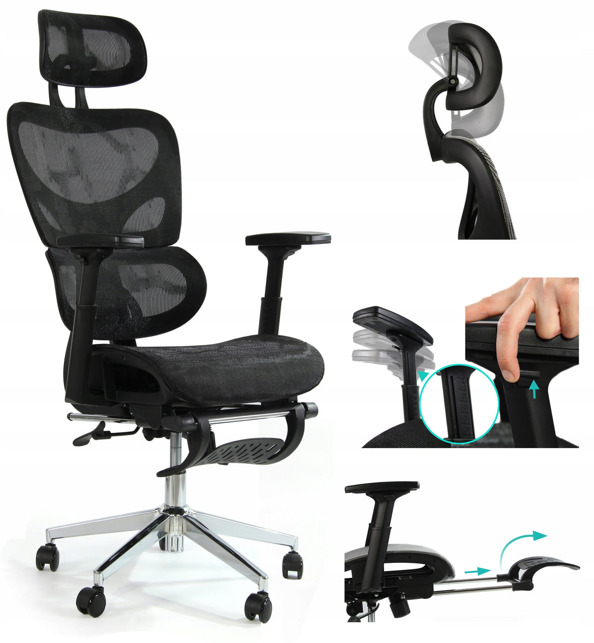 Sesto Senso Ergonomic Office Chair with Footrest Black 150 kg