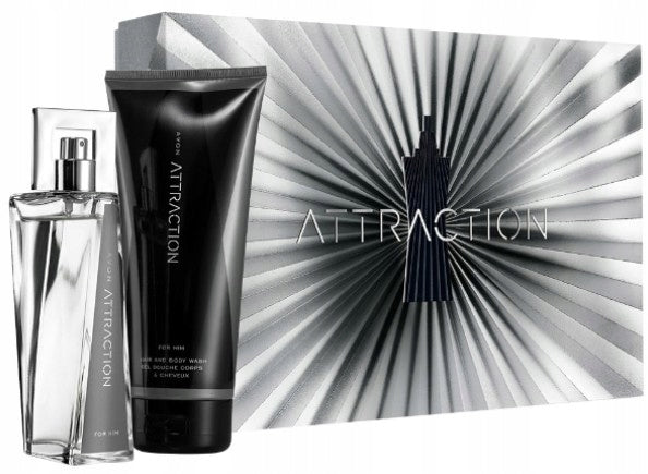 Set ATTRACTION Him for Him Avon 75 ml + gel in gift box