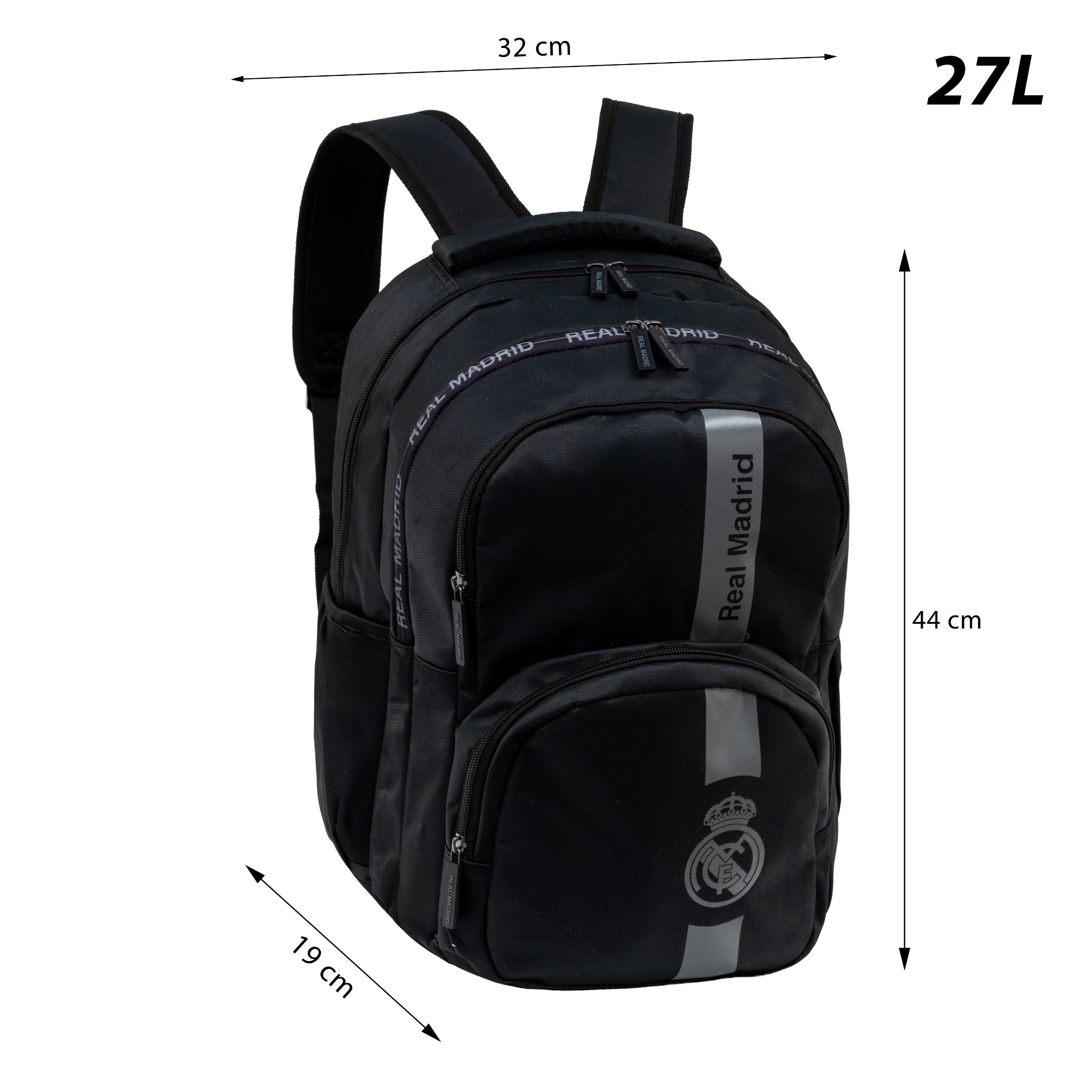 Set Backpack Pencil Case Bag REAL MADRID BLACK For Football Boy 27L Packaging status original