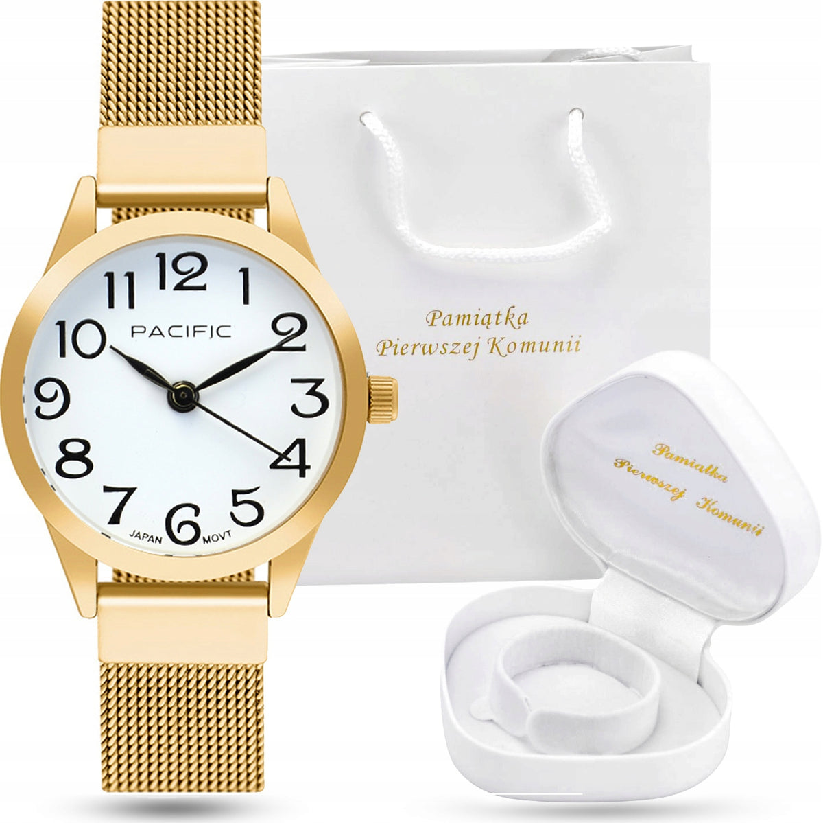 Set COMMUNION watch for communion gift gold + Bag and box