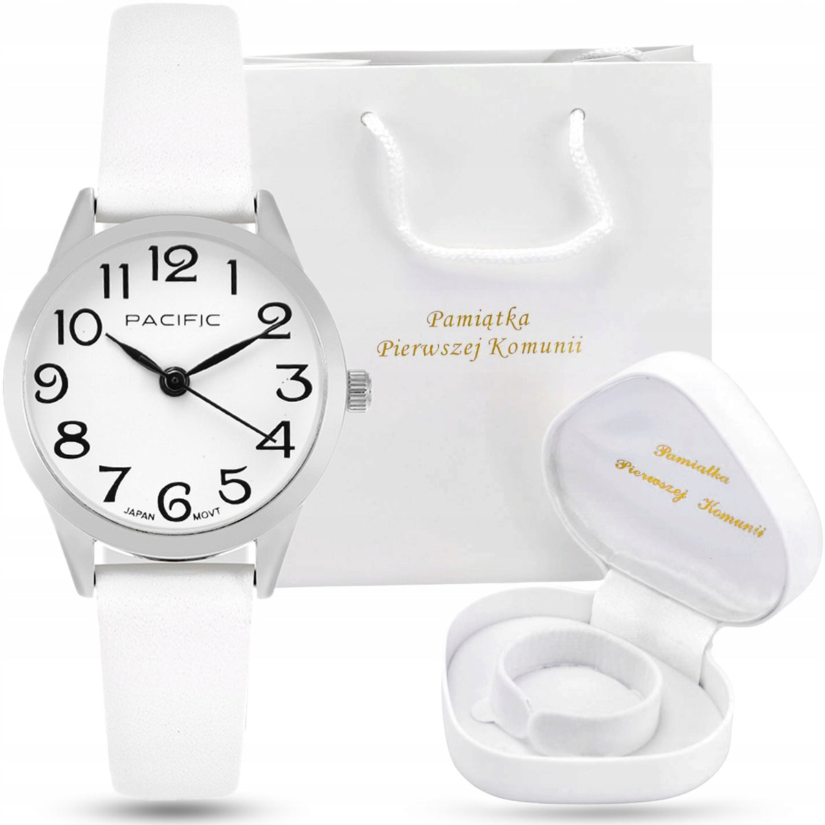 Set COMMUNION watch for communion gift white + Bag and box