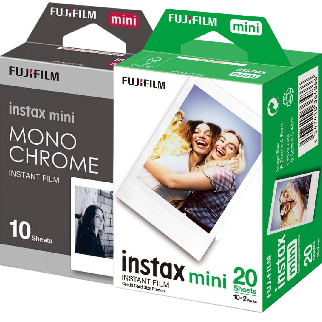 Set Cartridges Instax MINI 8 9 11 12 for Camera 30 photos Fujifilm + Mono