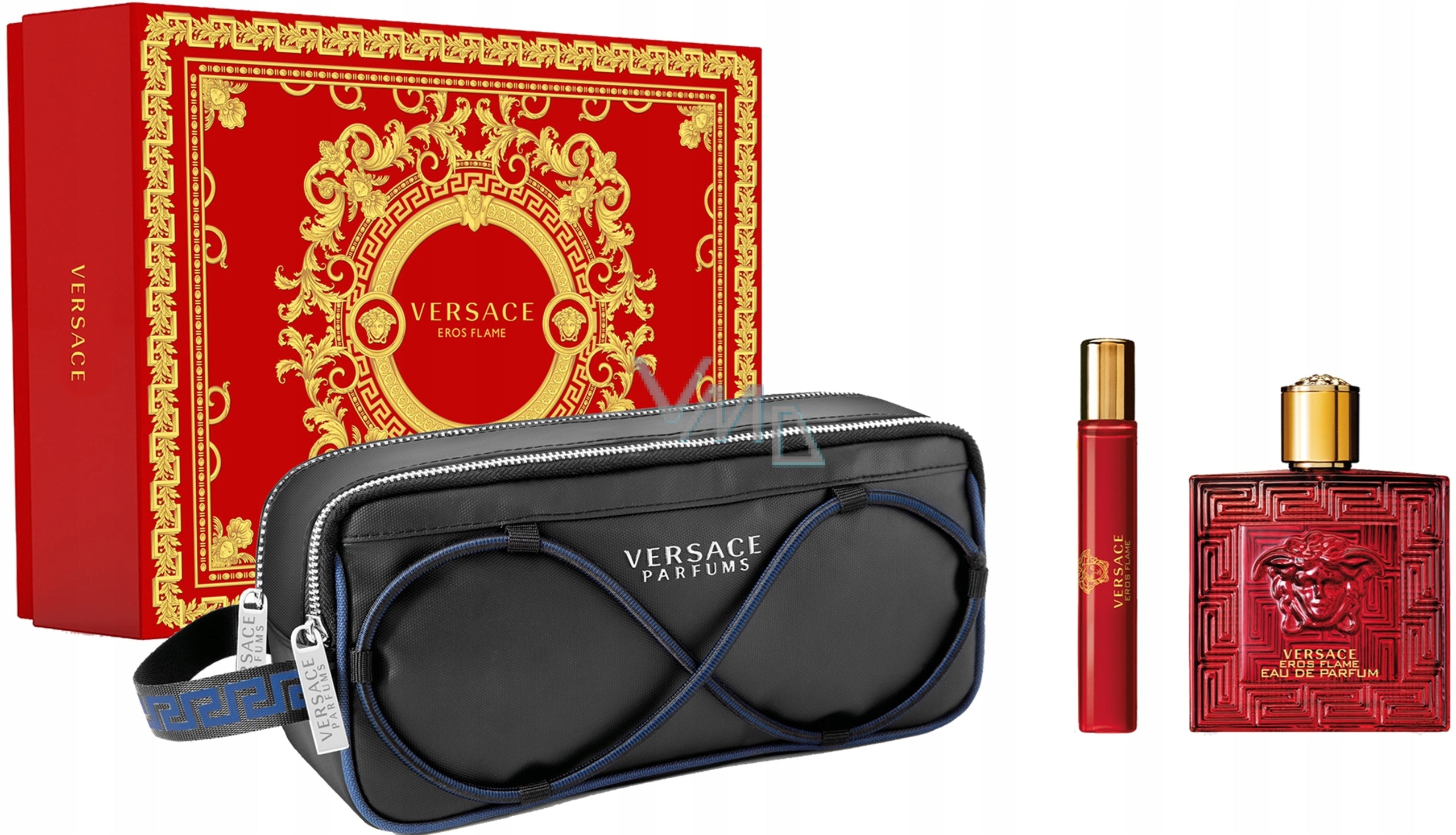 Set Eros Flame EDP 100 ml with 10 ml miniature and cosmetic bag