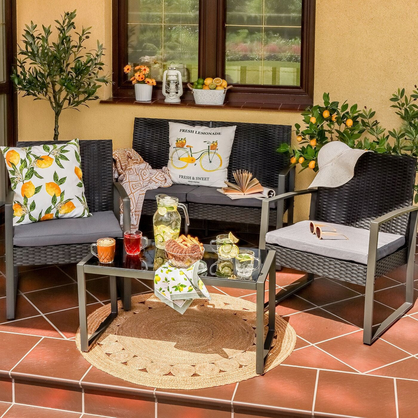 Set GARDEN FURNITURE ARMCHAIRS GLASS TABLE SOFA Set Tadar Madeira 4 el Manufacturer Tadar