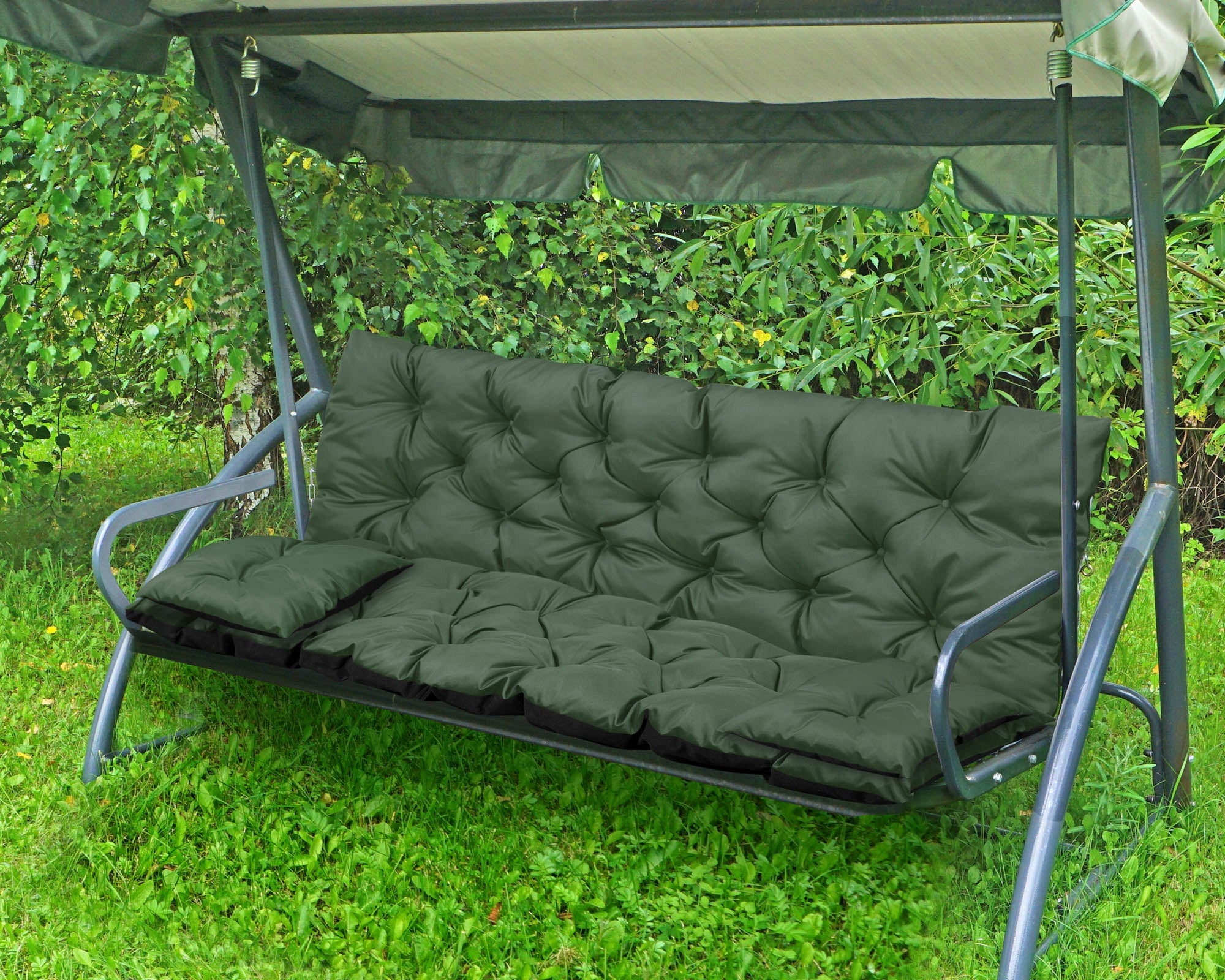 Set Garden Cushion 180x60x50 cm for Bench Swing Waterproof Green Cushion thickness 12 cm