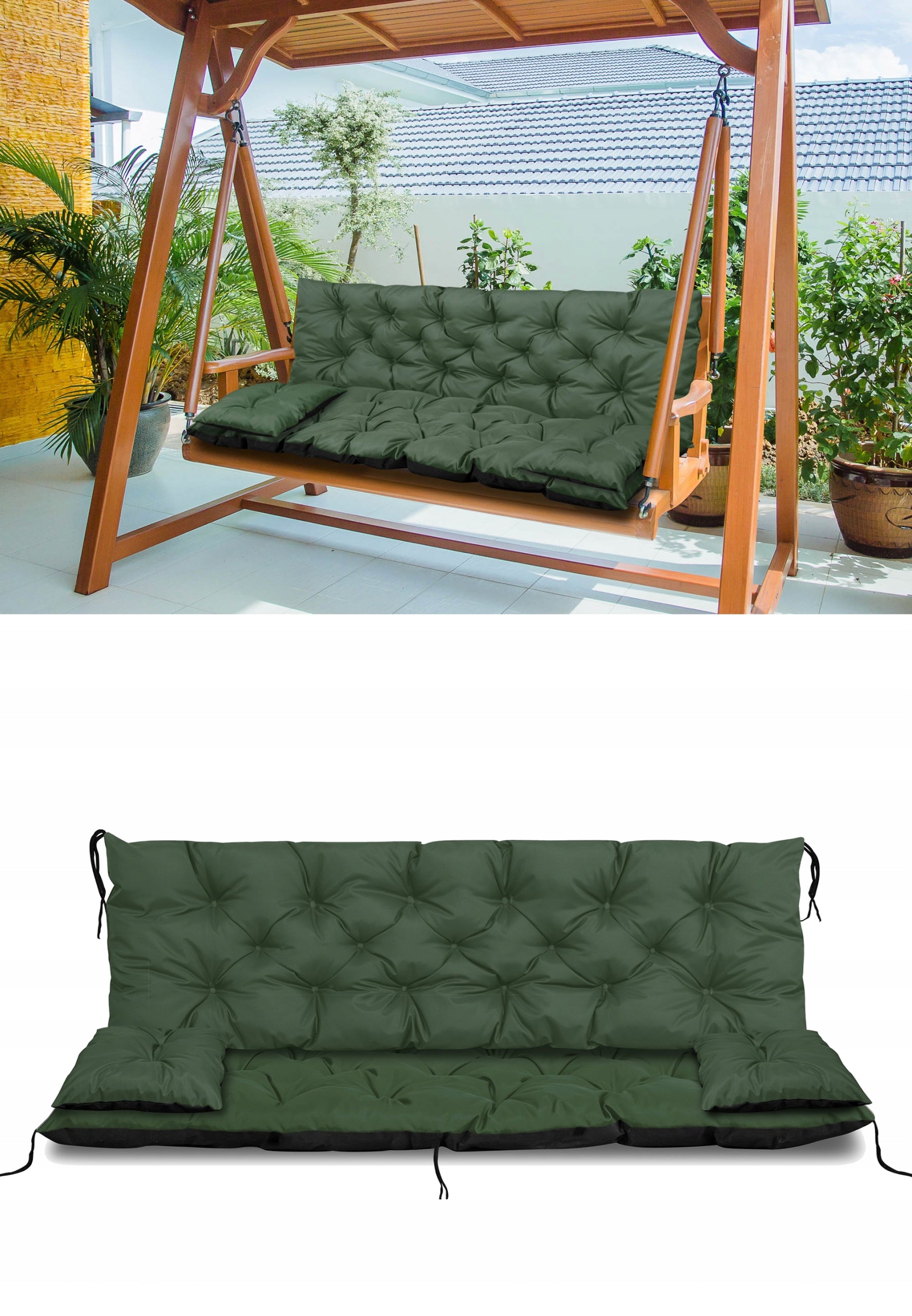 Set Garden Cushion 180x60x50 cm for Bench Swing Waterproof Green Manufacturer no brand