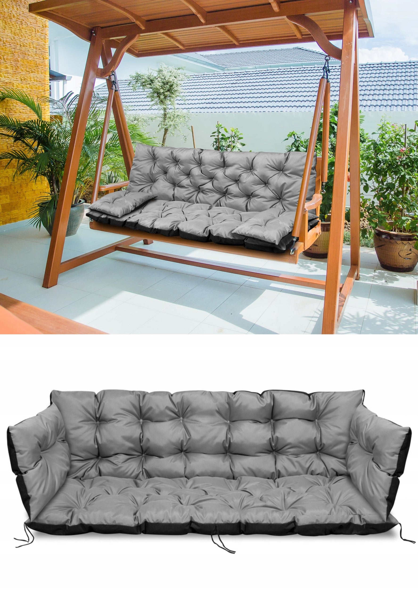 Set Garden Cushion 180x60x50 cm for Bench Swing Waterproof Grey EAN (GTIN) 5905913037875