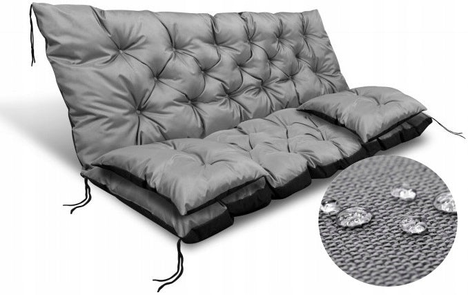 Set Garden Cushion 180x60x50 cm for Bench Swing Waterproof Grey