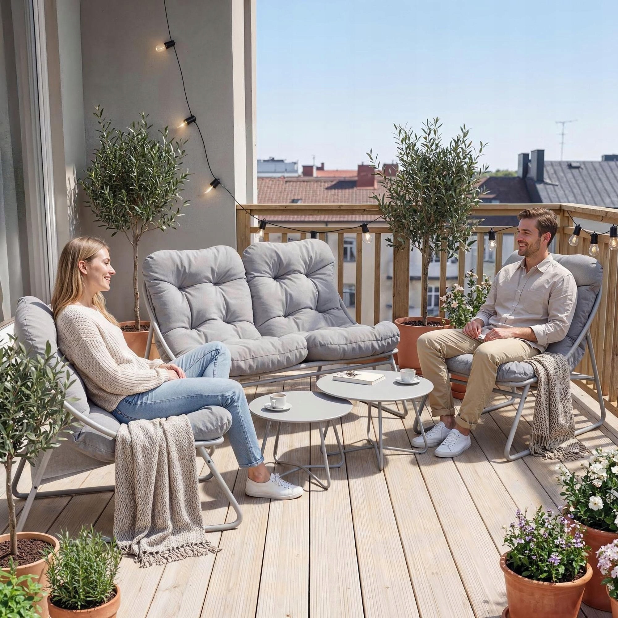 Set Garden Furniture Loft Sofa 2 Armchairs 2 Coffee Tables for Terrace Balcony Manufacturer di volio