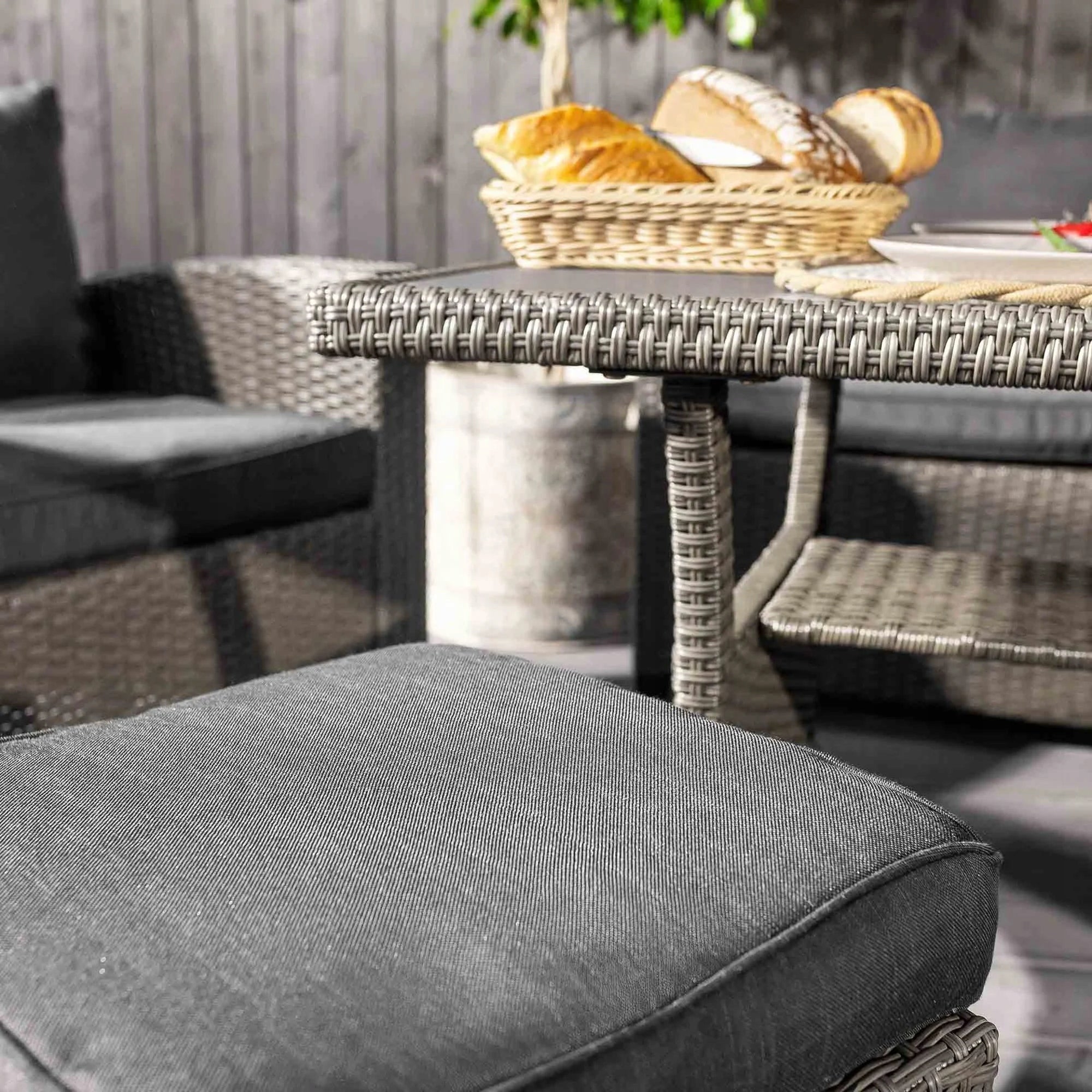 Set Garden Furniture Technorattan Set of 7 Person Sofa Table Armchairs Pouf Line Genova