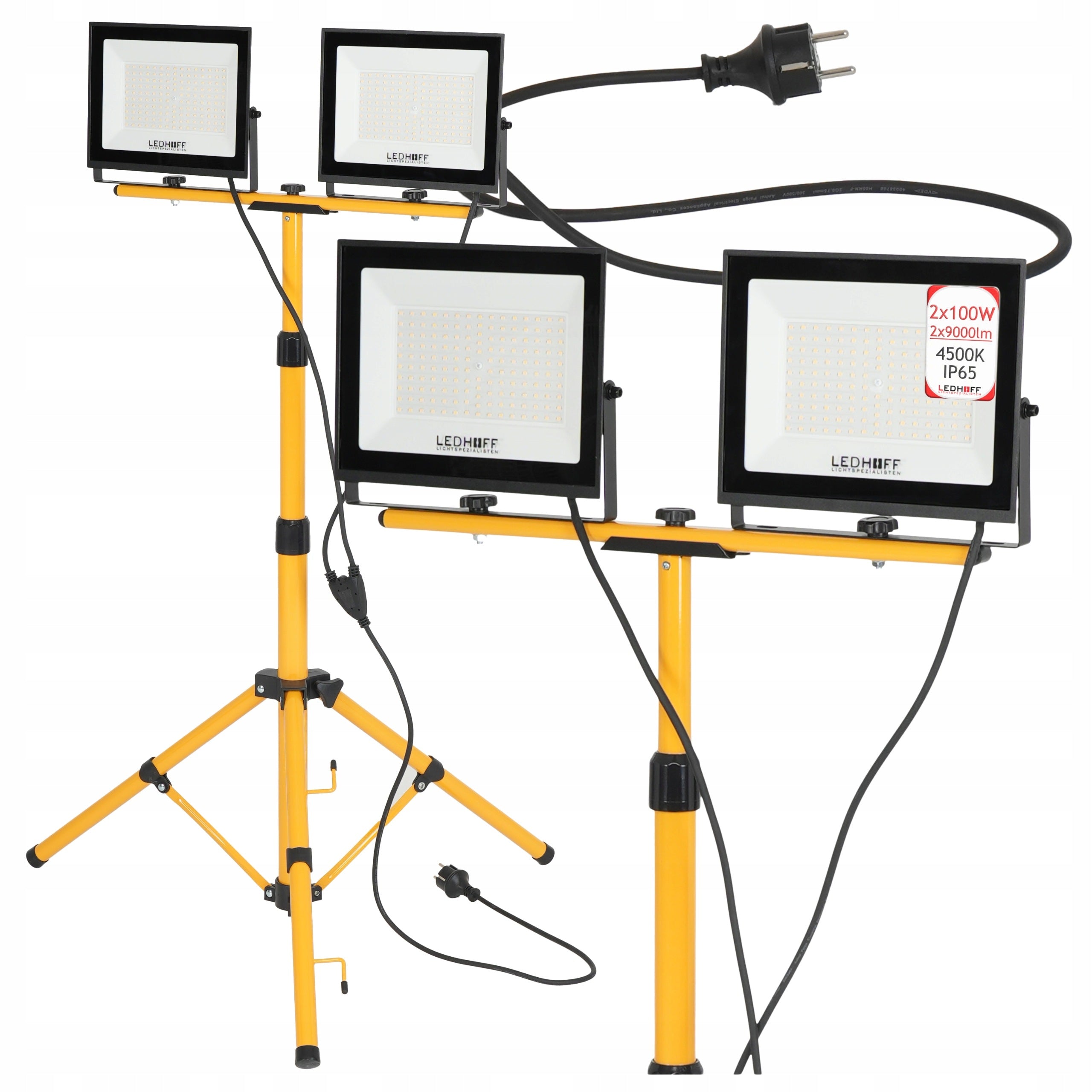 Set Halogen Floodlight LED Lamp Tripod Stand 2x100W Construction Working