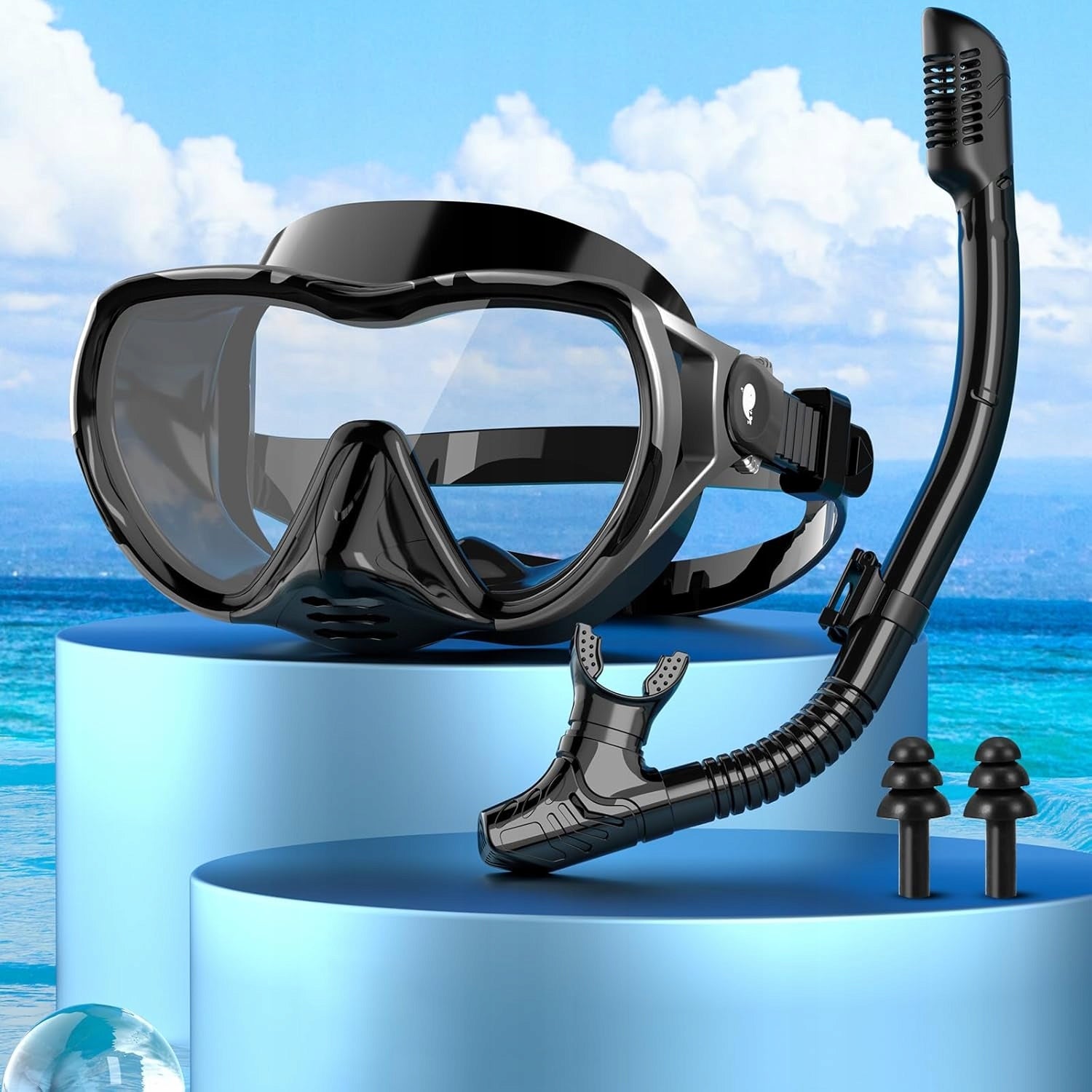 Set Mask diving tube glasses RABIGALA black