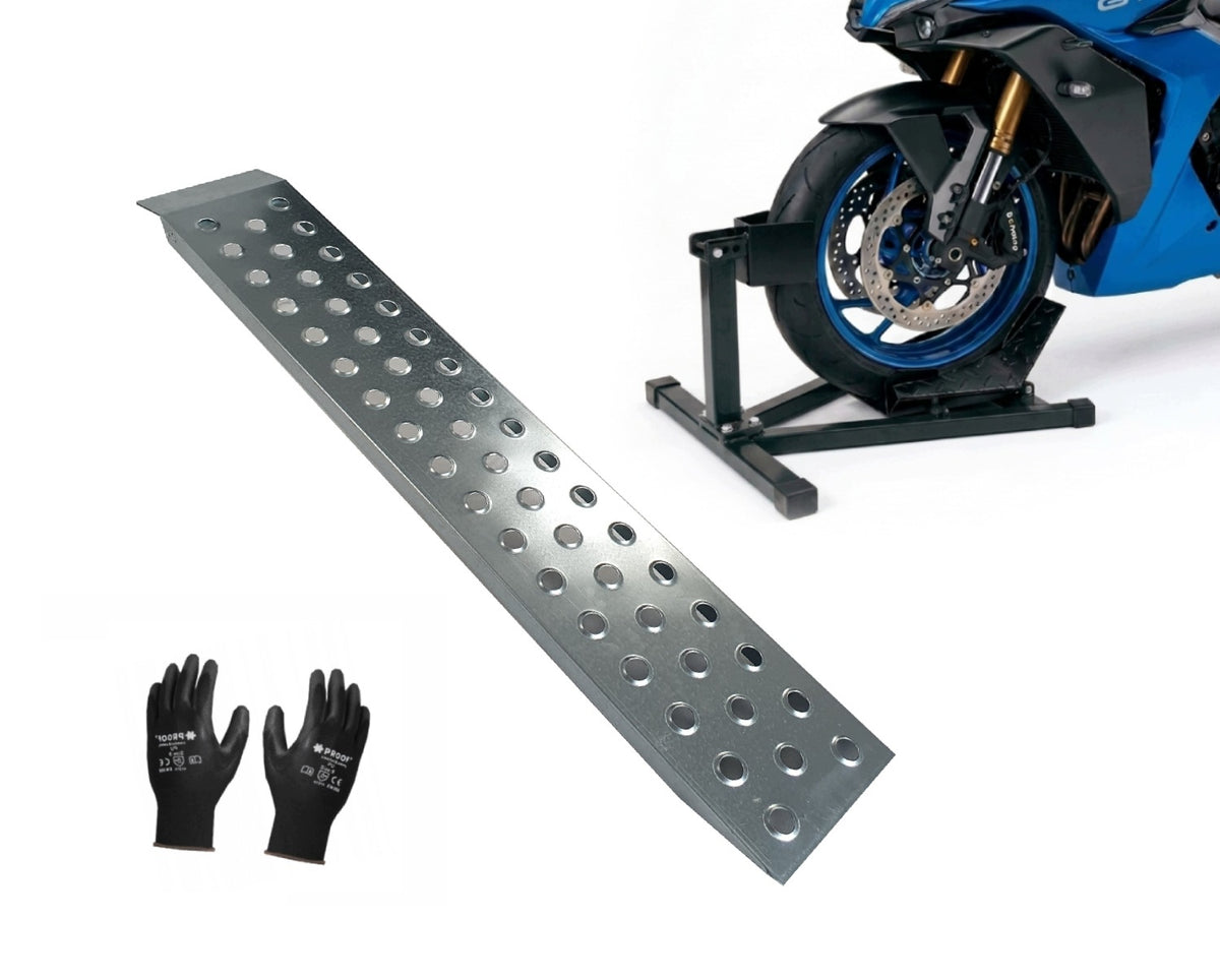 Set Motorcycle Ramp 200cm lifting capacity 350kg and Handle Motorcycle Stand