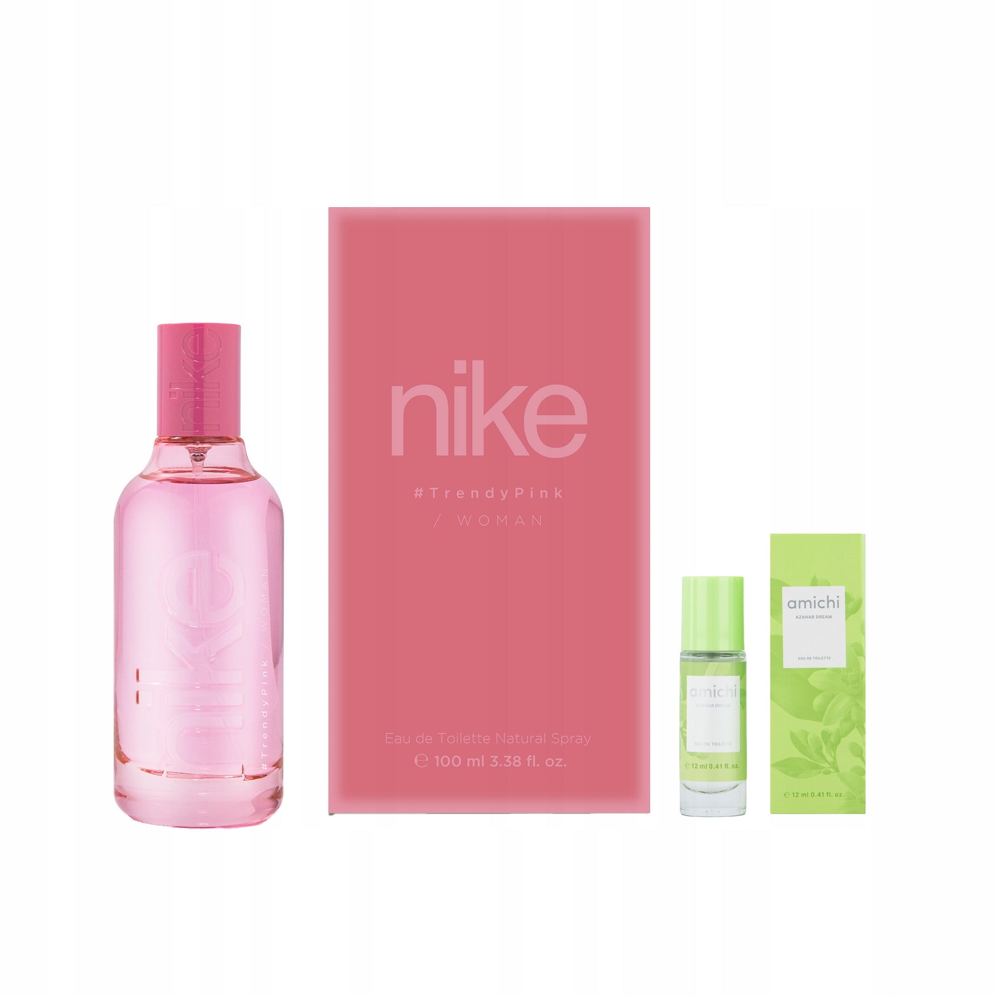 Set NIKE TRENDY PINK EDT 100ml + Amichi Azahar EDT 12ml Woman