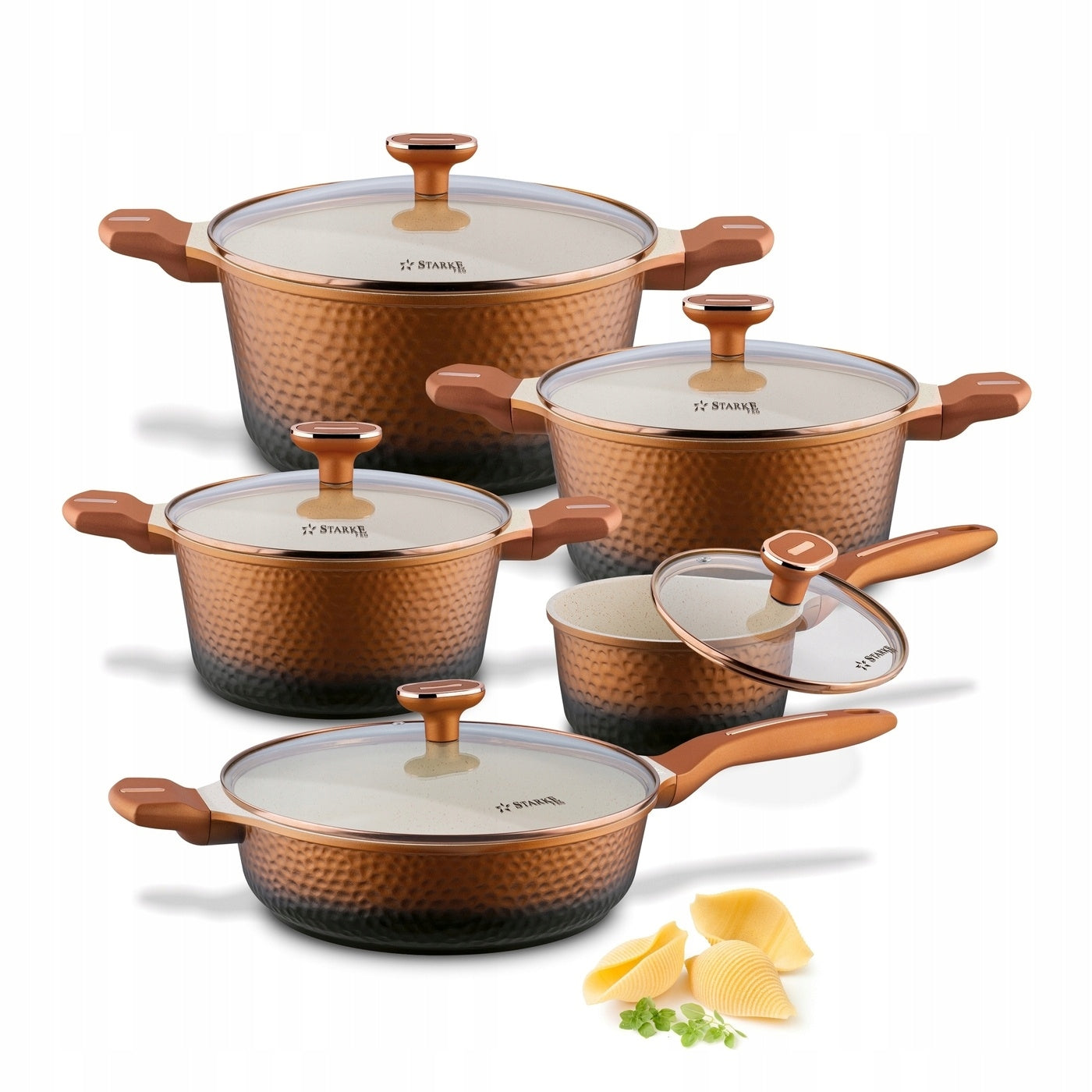 Set OF POTS INDUCTION PAN Starke Pro Texture Copper 10el 16/20/24/28