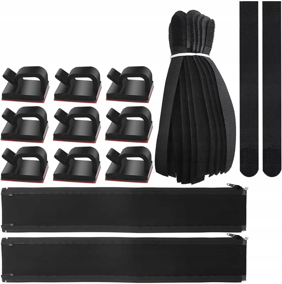 Set Organizer Holder Cable Clip Hook Velcro - 102 elements