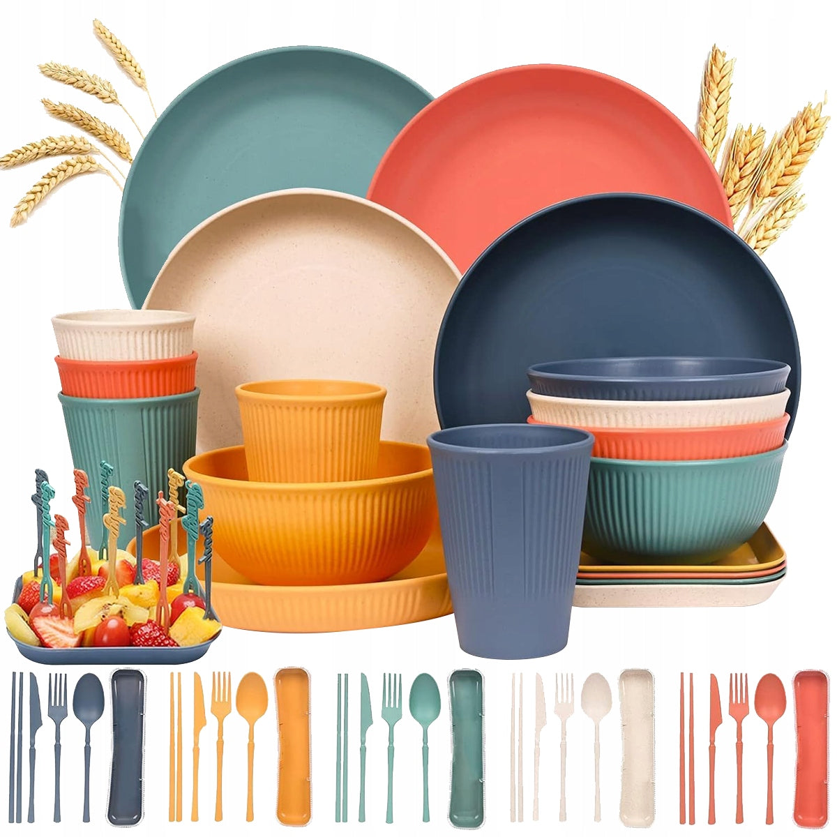 Set PICNIC hiking camping plates plastic cups 52 el.