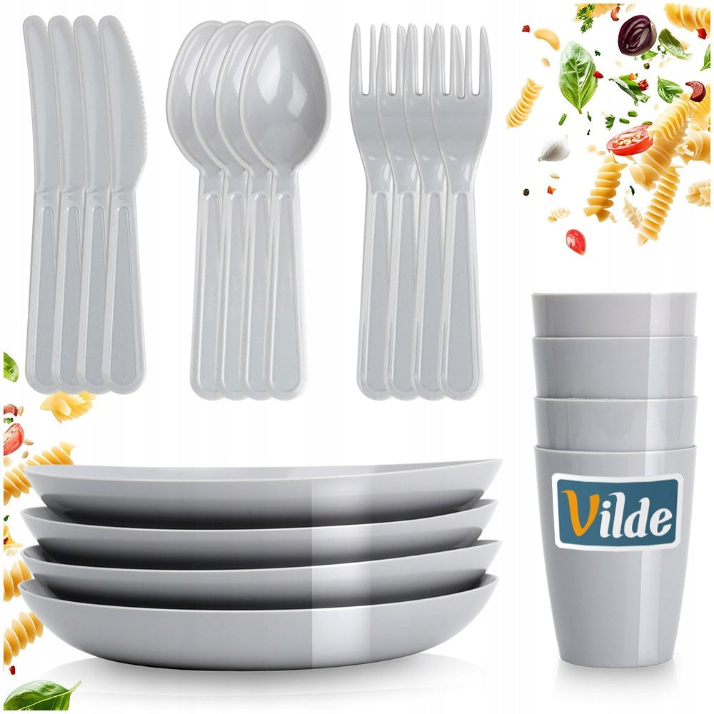 Set PICNIC tourist plate cup cutlery plastic reusable