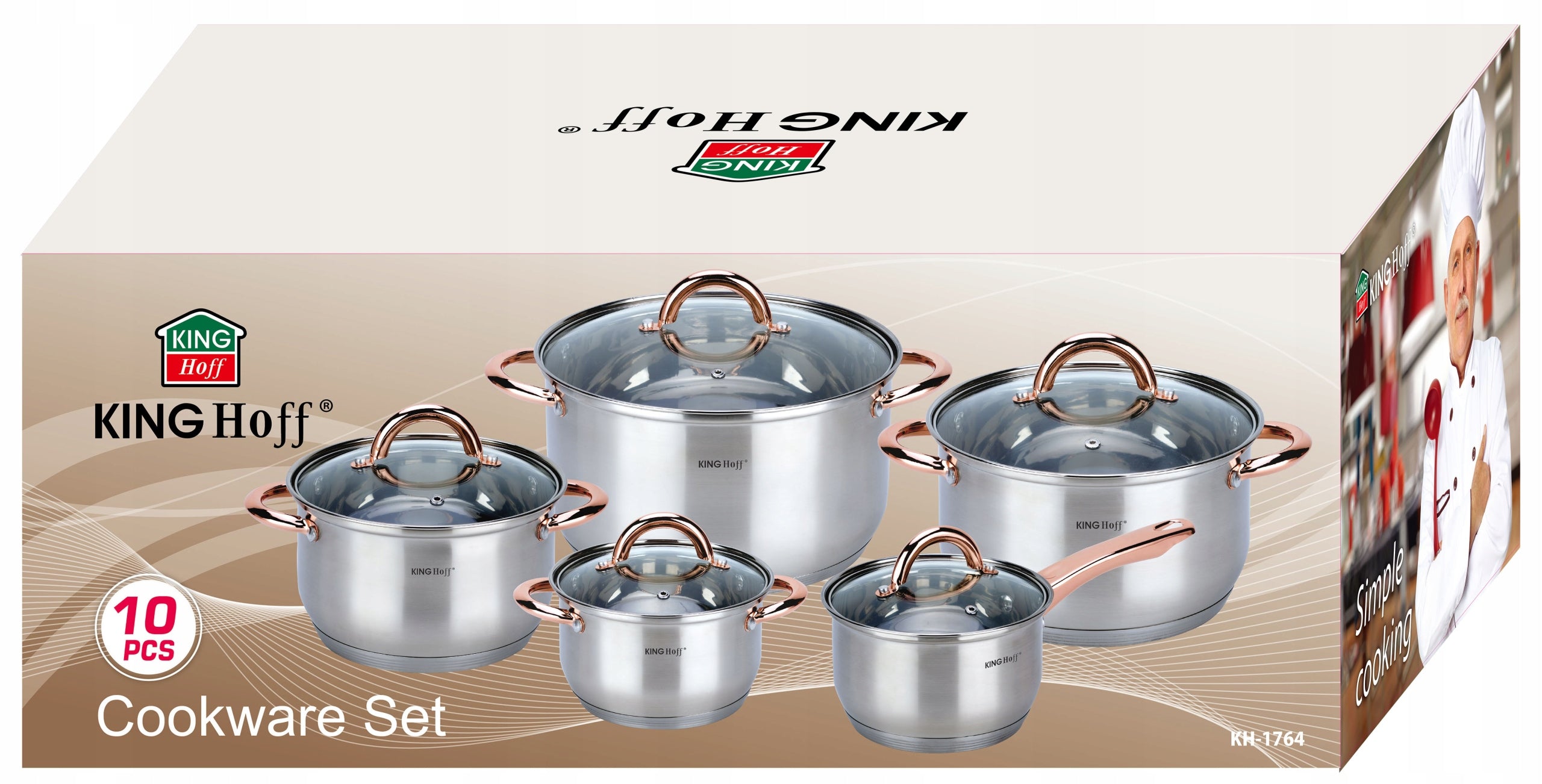 Set Pot Set Pots 10 el Pot Induction Gas Rondel KING Hoff Packaging status original