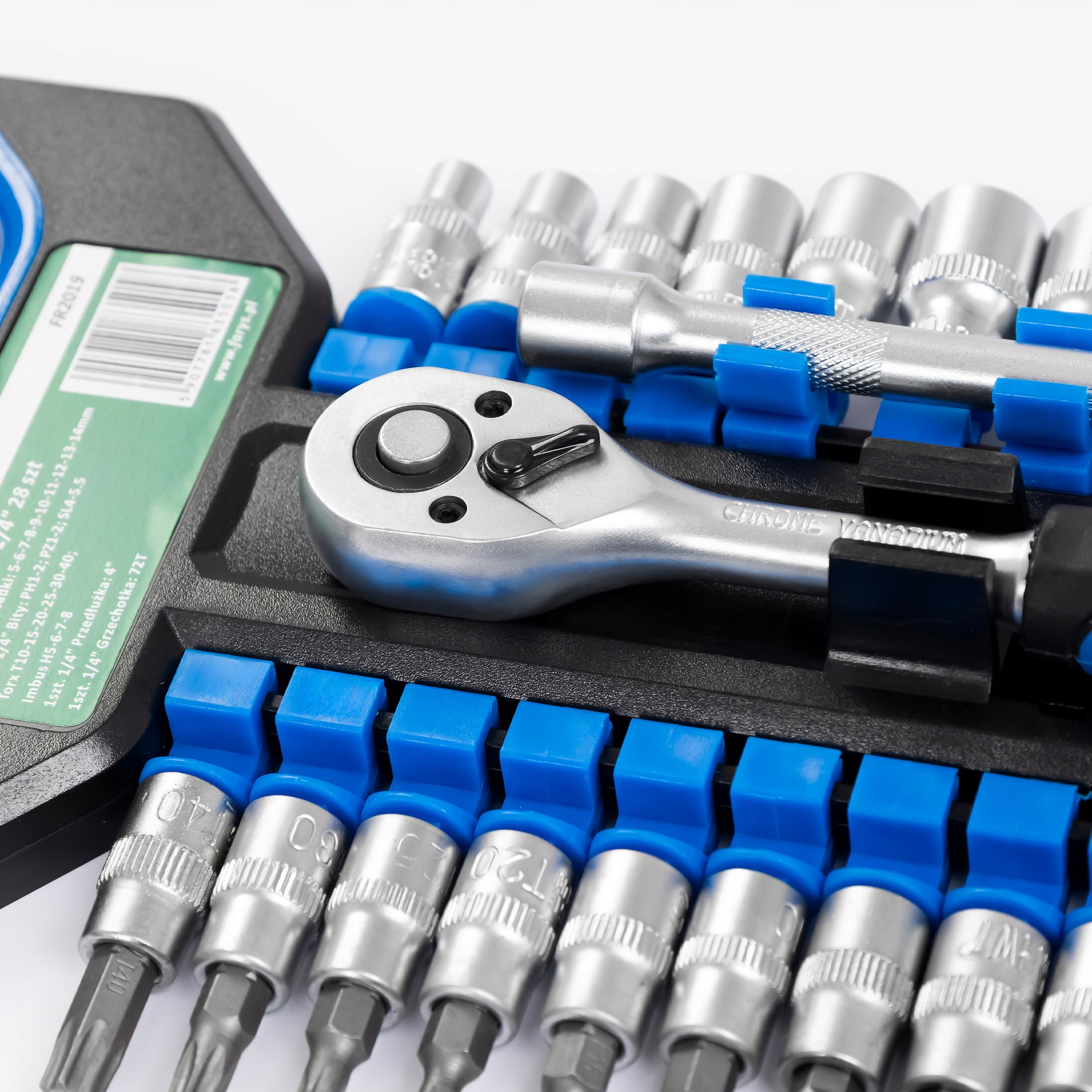 Set Ratchet 1/4'' Socket Wrenches Bit Extension Torx Imbus 28el.