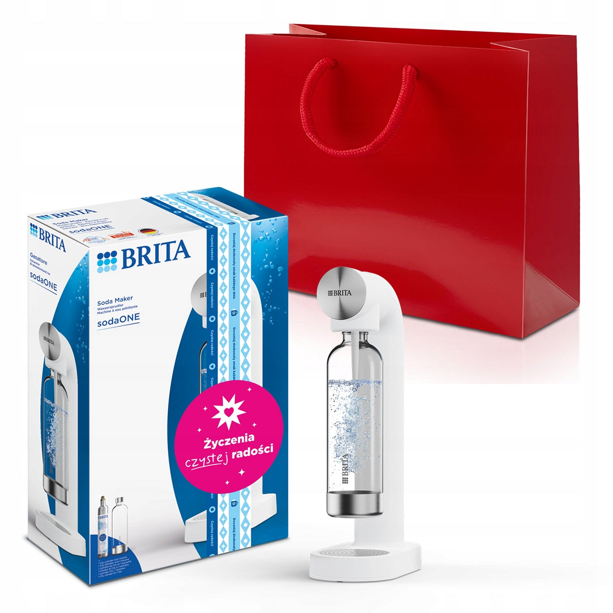 Set Saturator white BRITA SodaONE with CO2 cylinder with gift bag