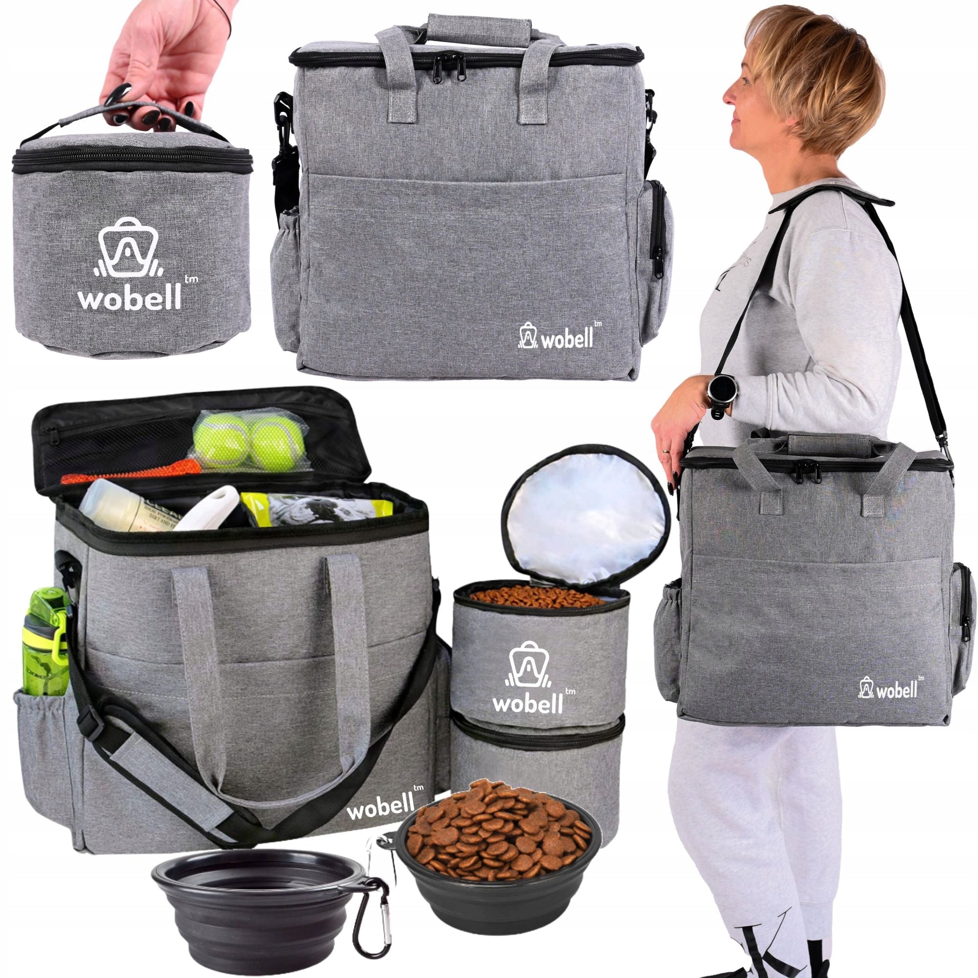 Set Travel Bag Cat Dog Organizer 4 Containers Transport Bowl Kind bag