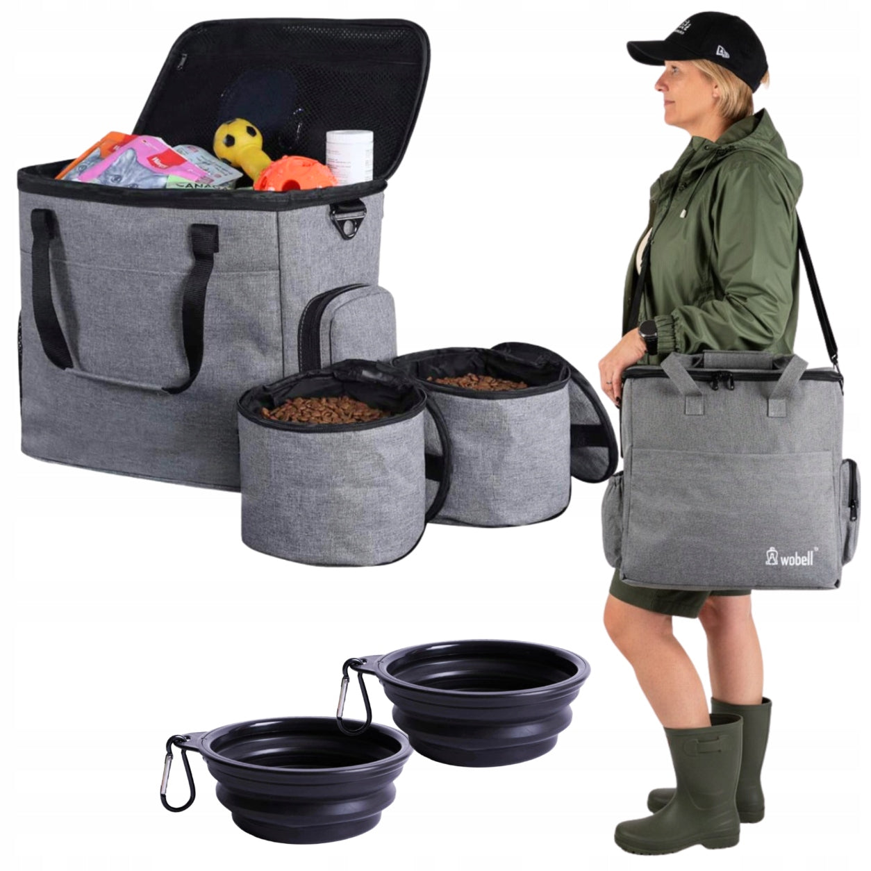 Set Travel Bag Cat Dog Organizer 4 Containers Transport Bowl Manufacturer code WO32