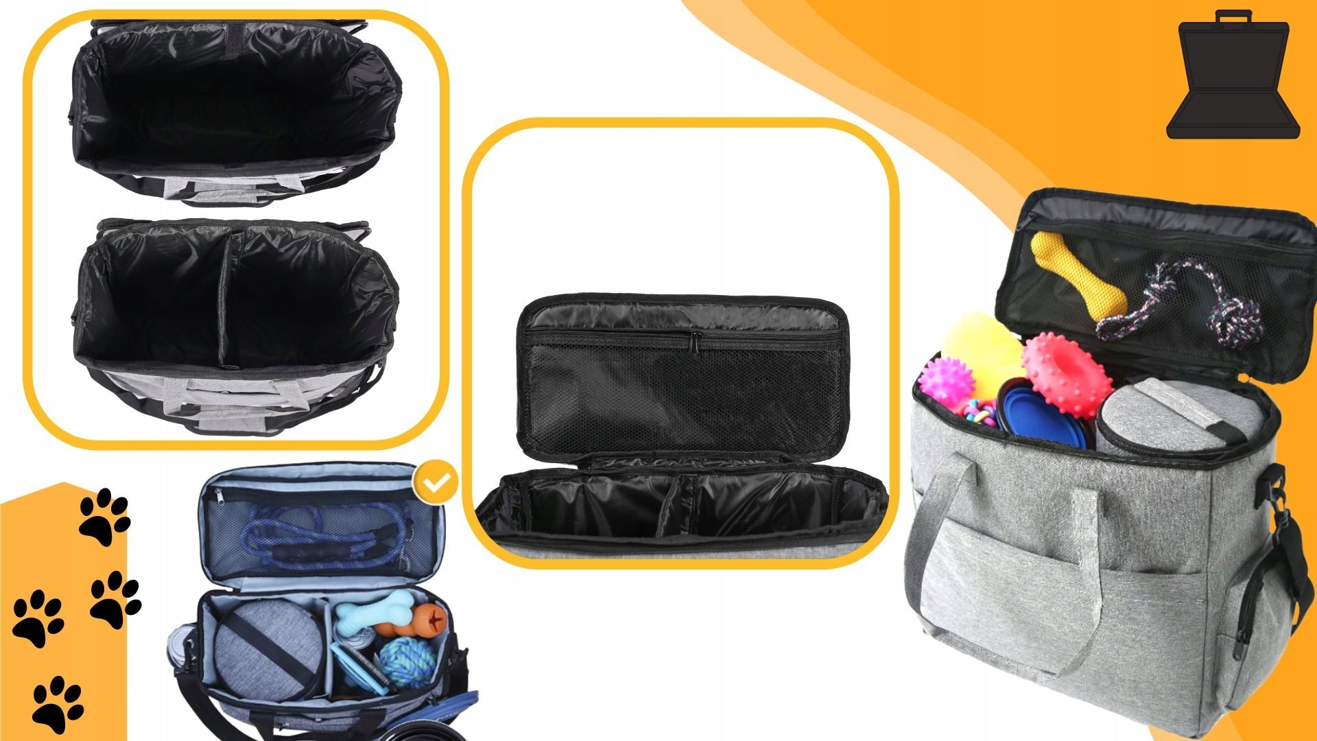 Set Travel Bag Cat Dog Organizer 4 Containers Transport Bowl Product height 36 cm