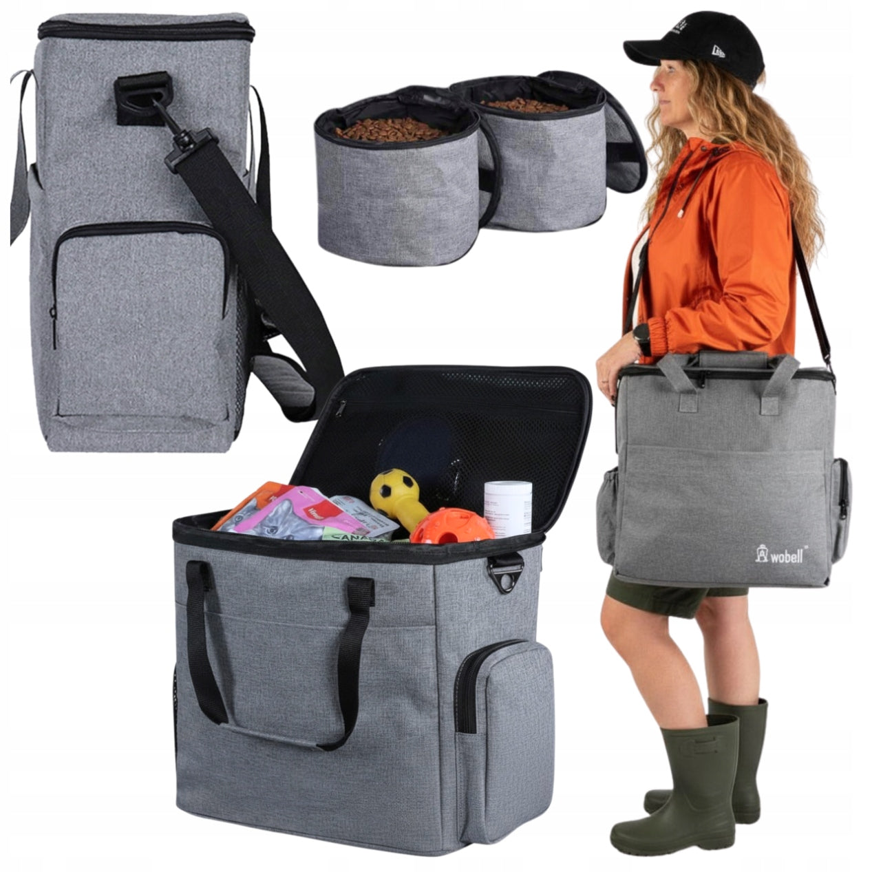 Set Travel Bag Cat Dog Organizer 4 Containers Transport Bowl Trade name Torba podróżna z pojemnikami WO32