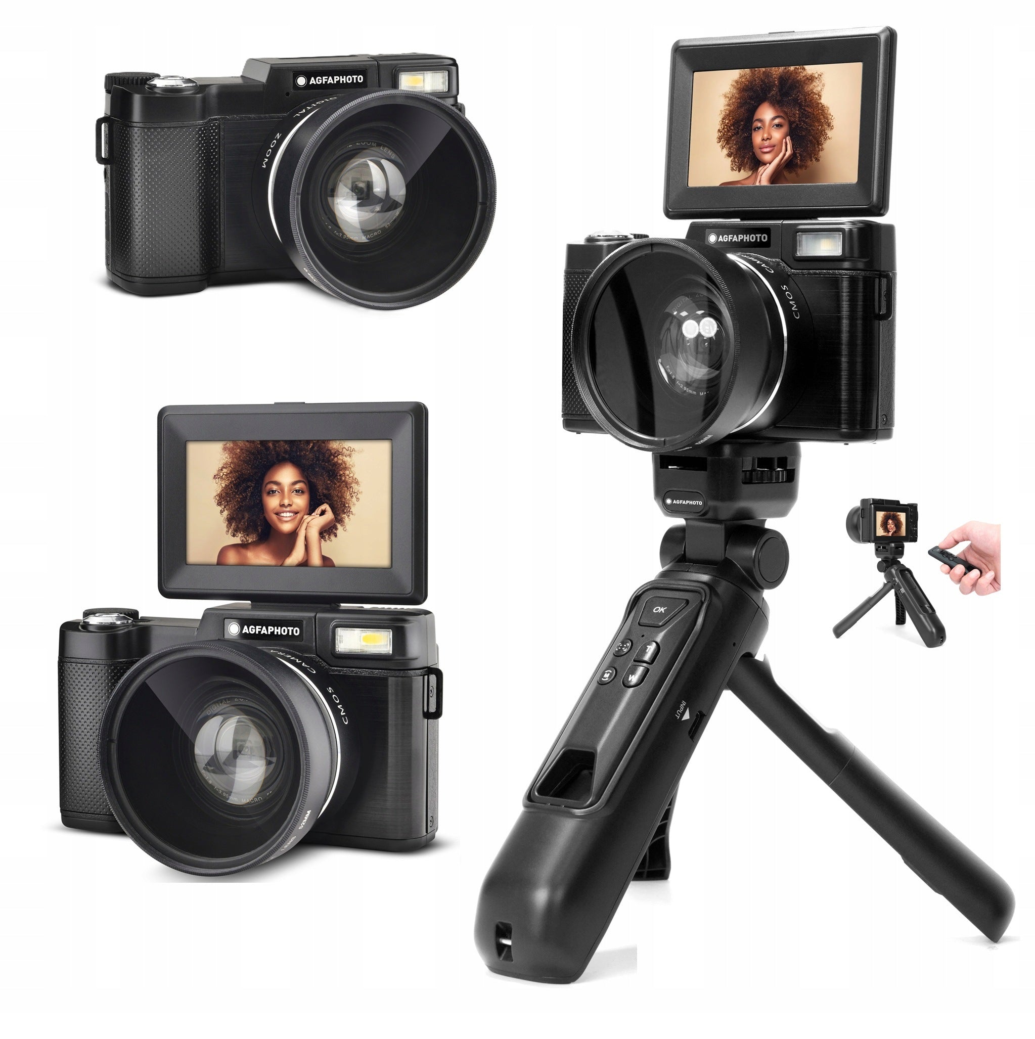 Set VLOG Digital Camera 24MP Camera 4K AgfaPhoto VLG-4K + Remote Control