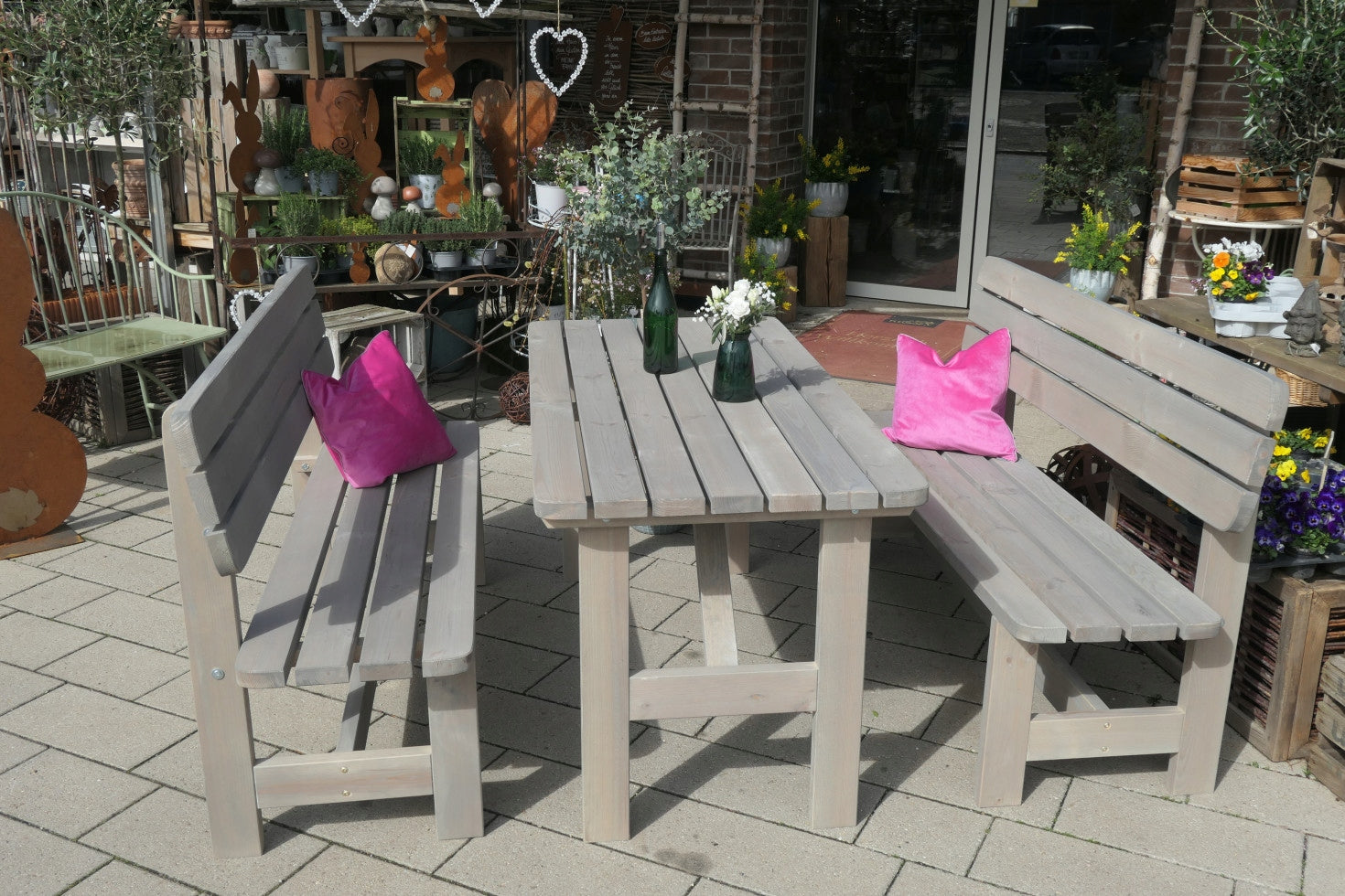 Set Wooden Garden Furniture Set 6 People Bench Table Terrace Garden Manufacturer code Prestige-szary