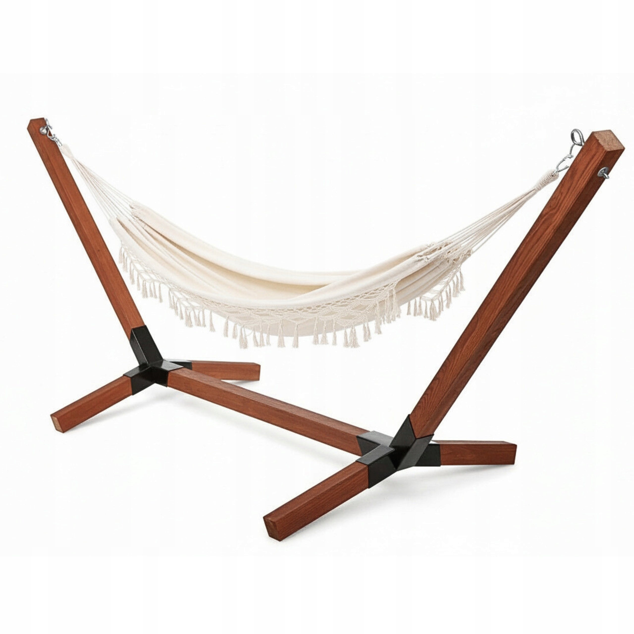 Set Wooden Hammock Frame Impregnated 150kg + Boho Ecru Hammock