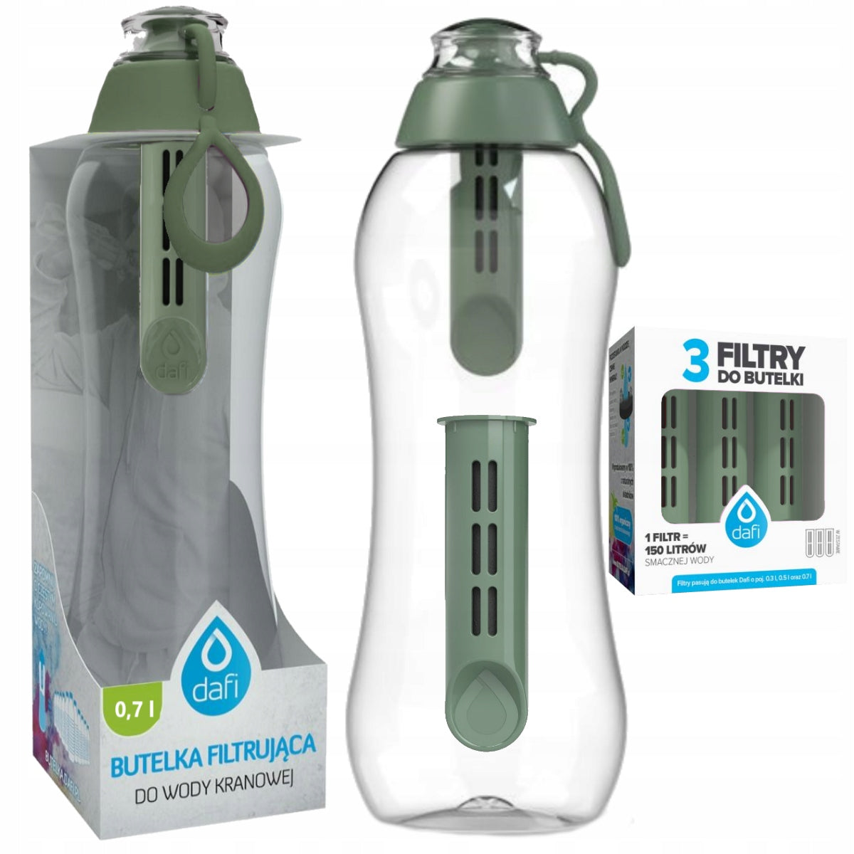 Set filter bottle Dafi Soft sage 0,7l + 5 filters