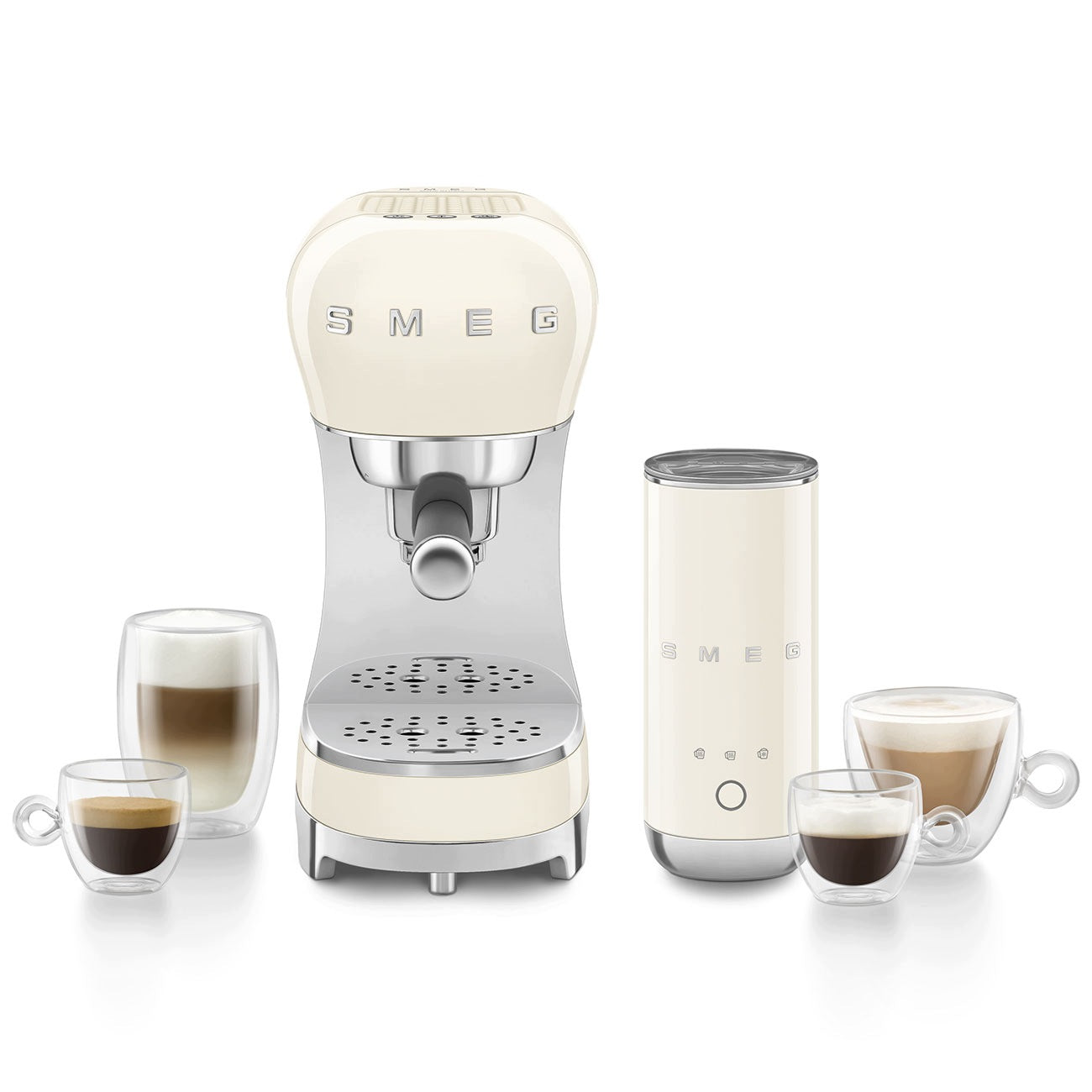 Set flask coffee maker and milk frother Smeg ECF12CREU Creamy Manufacturer code ECF12CREU