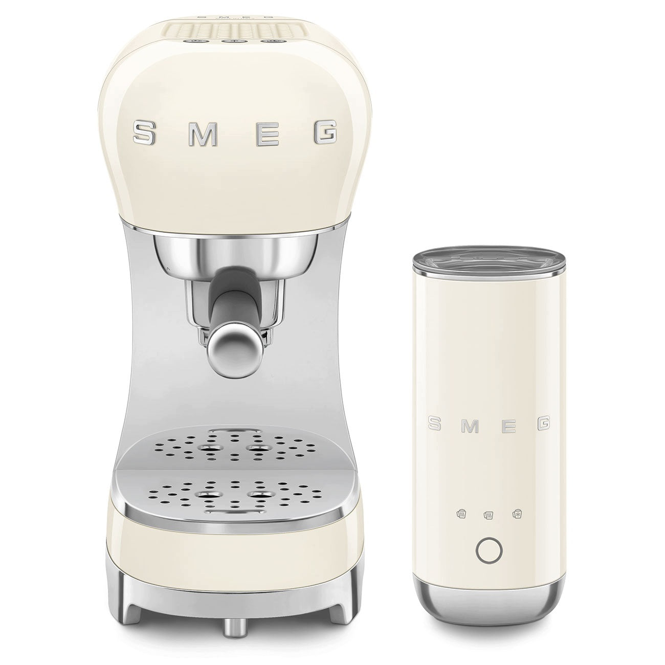Set flask coffee maker and milk frother Smeg ECF12CREU Creamy