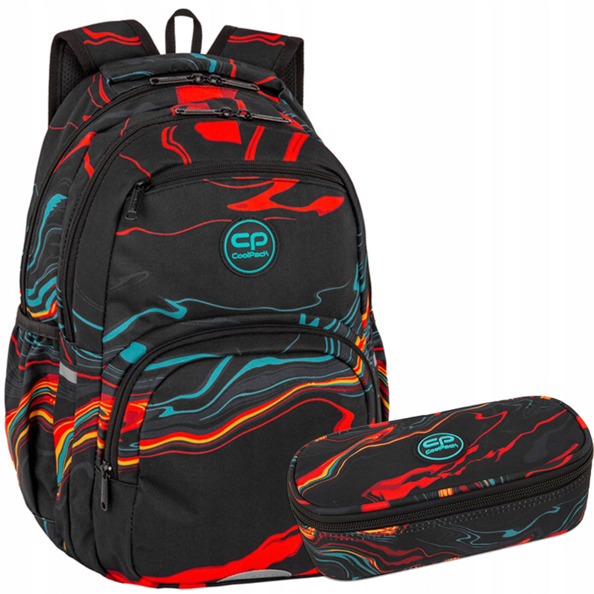 Set for boy up to class 4-8 backpack and pencil case Coolpack Amber black