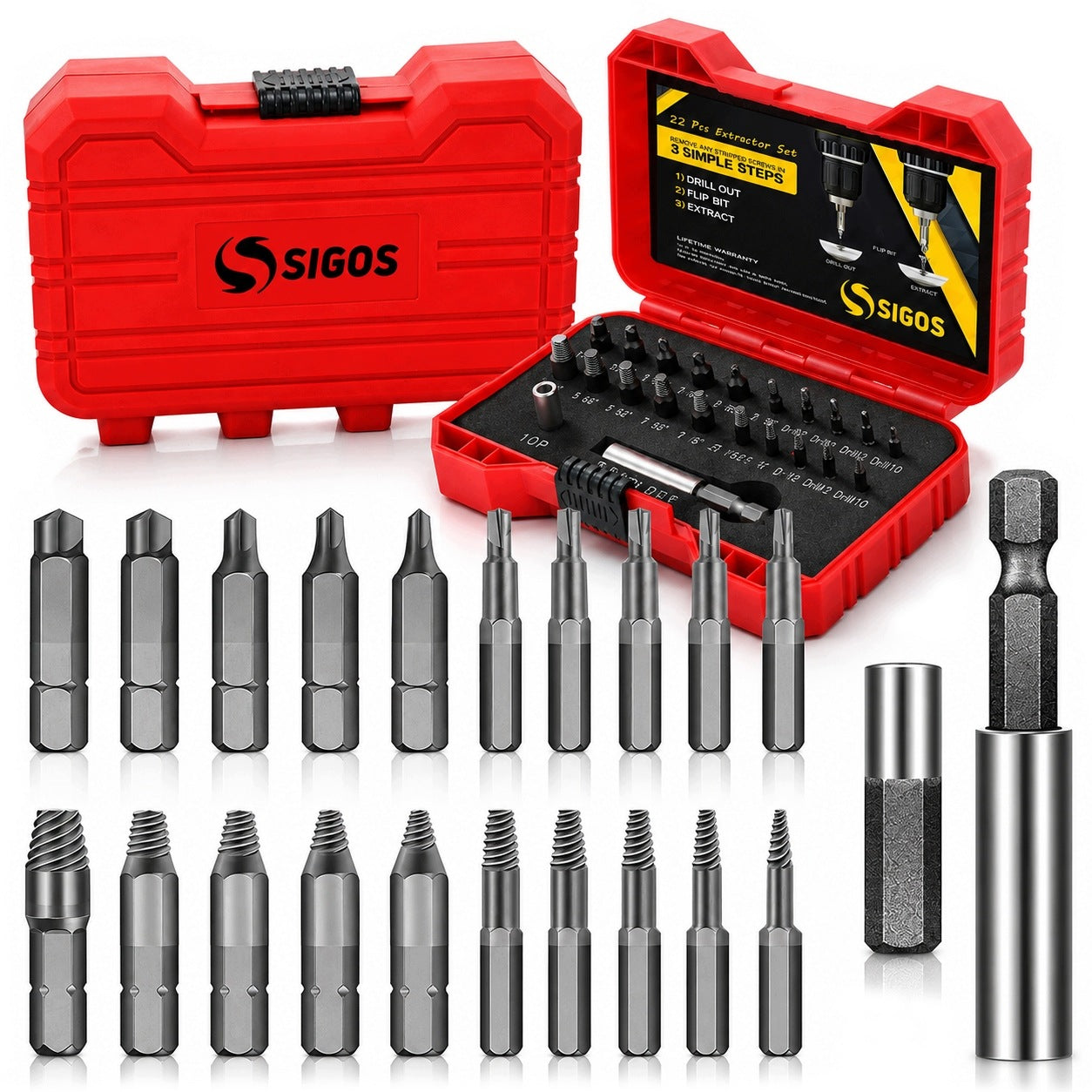 Set for removing broken screws 22 el. Screwdrivers Bits