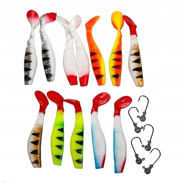 Set for spinning 12x Ripper 10cm 12cm lure Jig head box Fishing method spinning