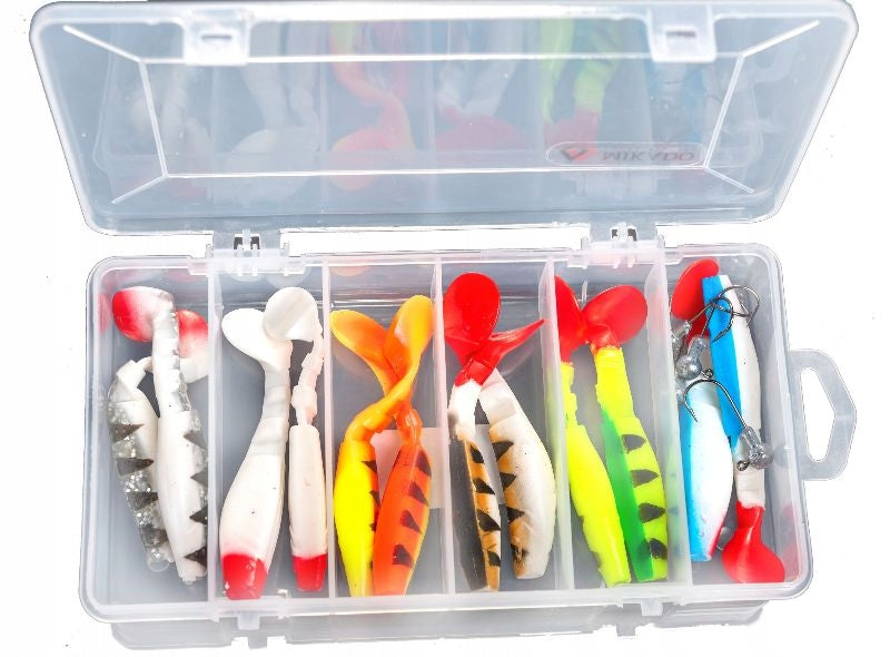 Set for spinning 12x Ripper 10cm 12cm lure Jig head box Model wobler