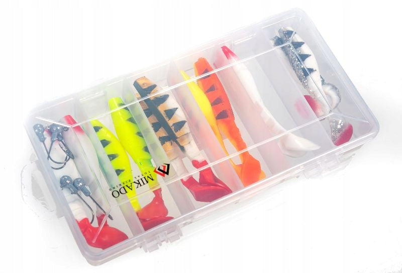 Set for spinning 12x Ripper 10cm 12cm lure Jig head box Number of pieces 7 pcs