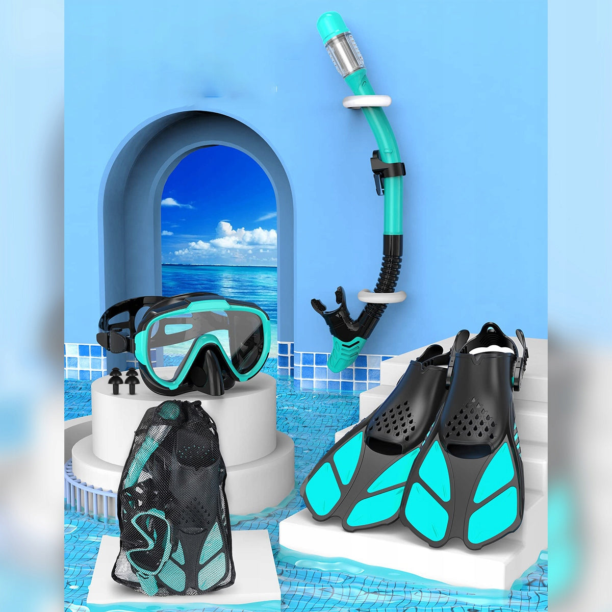 Set for swimming and diving fins adjustable anti-steam mask Brand no brand