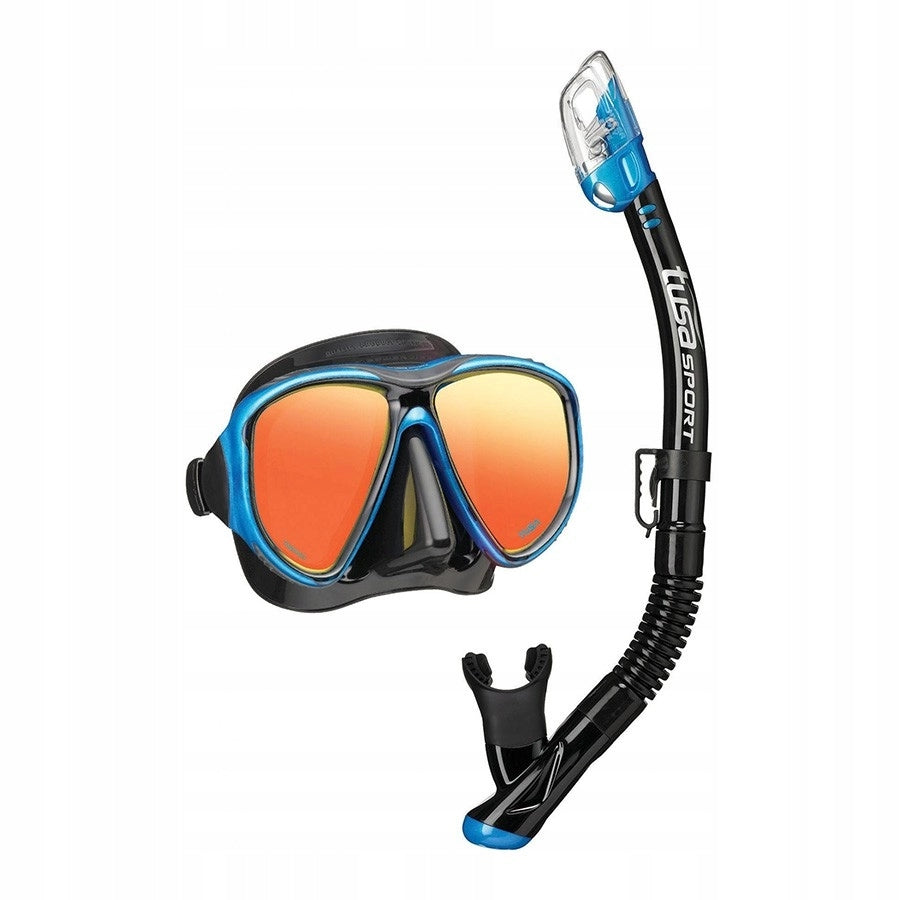 Set mask and snorkel TUSA Powerview UC-2425MQB with mirror glass blue