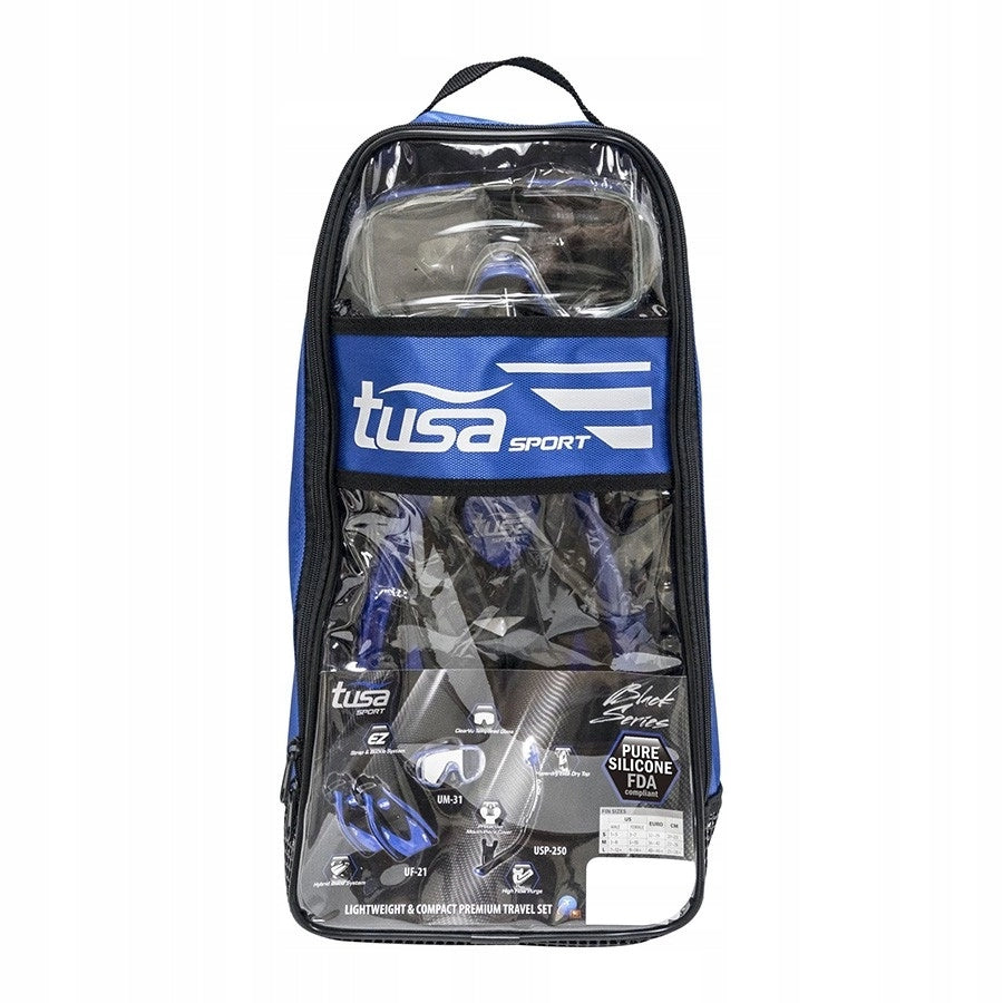 Set mask + snorkel + fins TUSA Visio Tri-Ex Travel Set UP-3521 M MDR Manufacturer code UP-3521QB