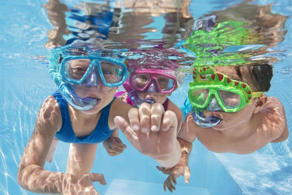 Set mask snorkel for children tube green children Color blue