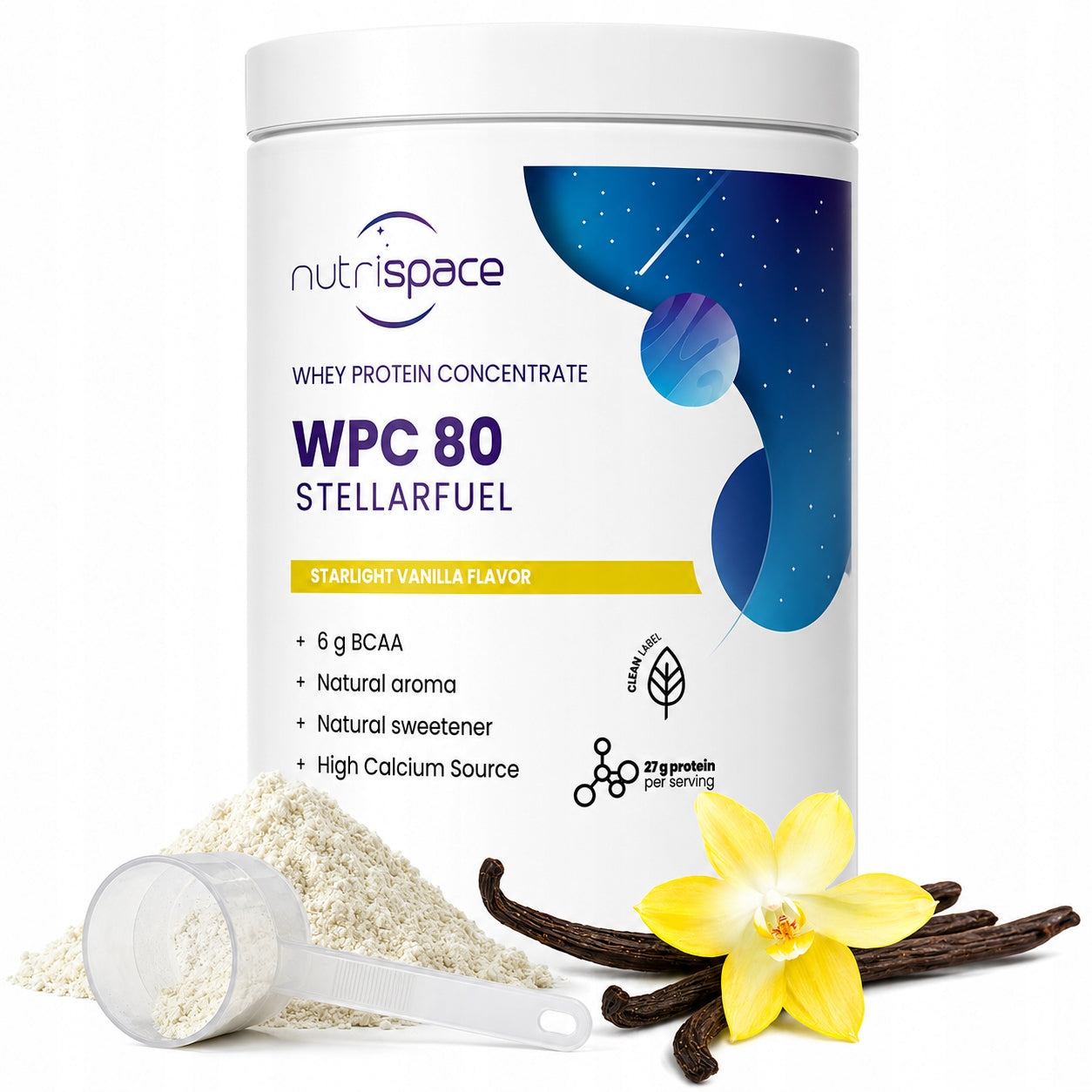 Set nutrispace Pure Conditioner Protein WPC 80 Vanilla 1155 g + Shaker Packaging status original