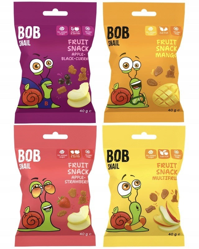 Set of 100% Fruit Jelly, without sugar and preservatives Bob Snail 4 x 40g