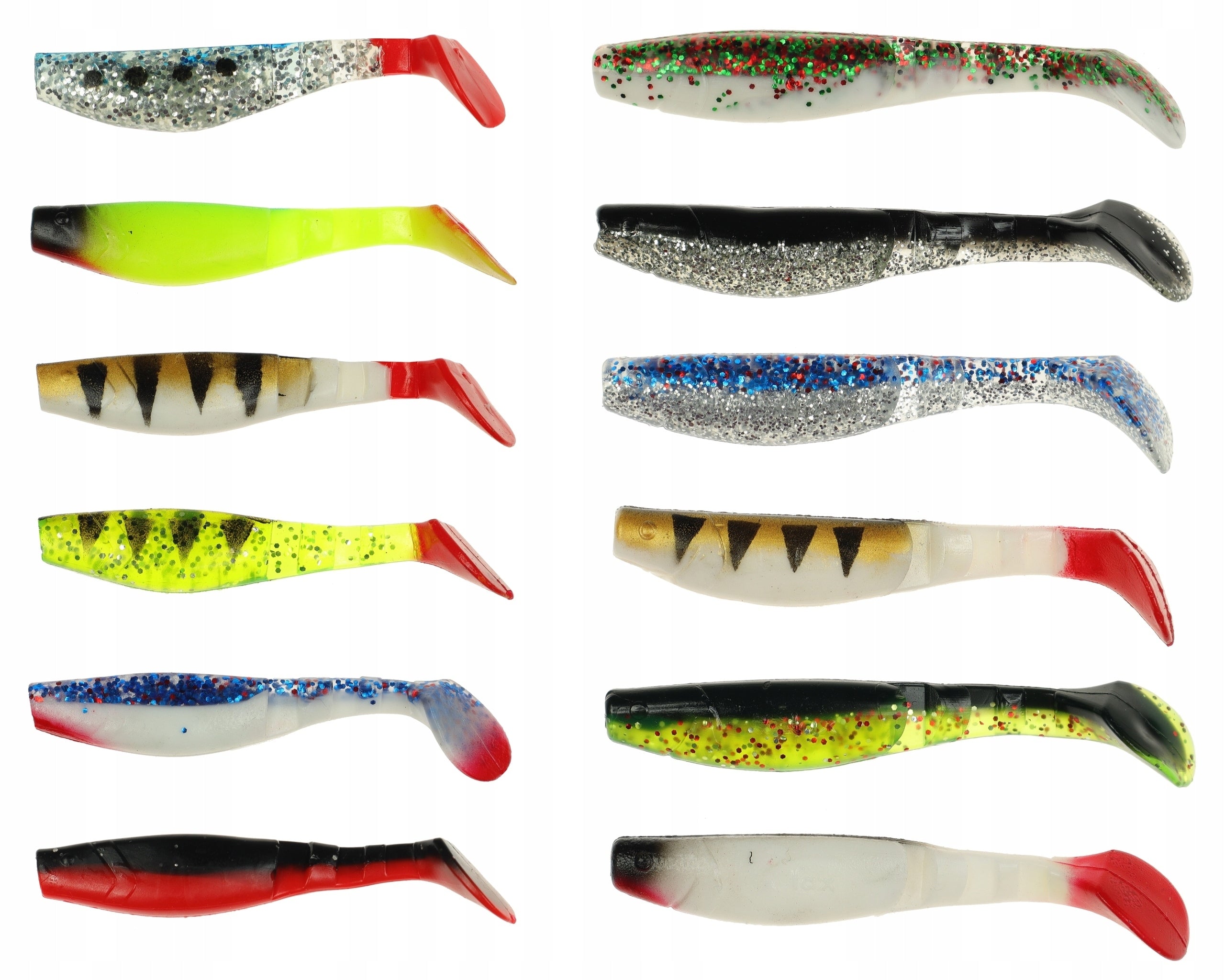 Set of 12 pcs rubber hoof ripper bait for pike zander 10cm and 12cm