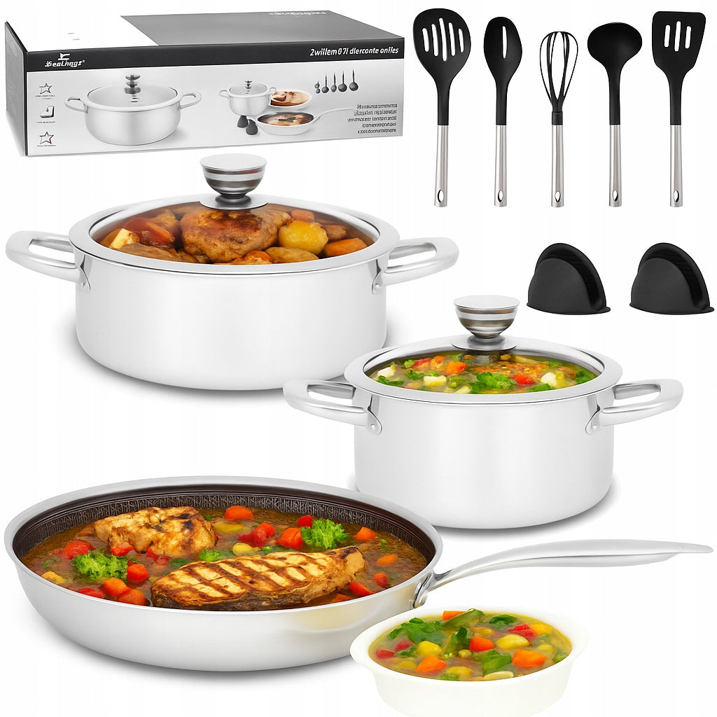 Set of 12-piece pots steel frying pan ZWILLENTOFF stainless steel 304 Packaging status original