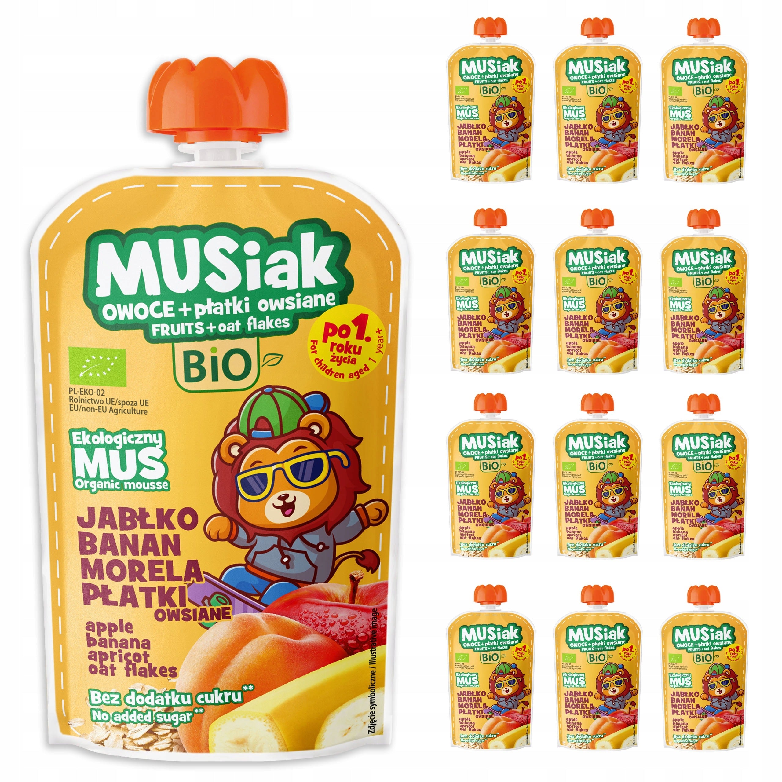 Set of 13 pieces-Mus apple, banana, apricot + oatmeal BIO